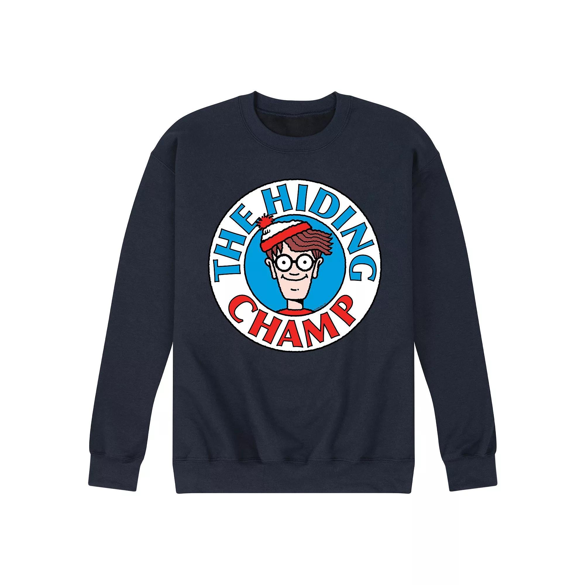 Mens Wheres Waldo The Hiding Champ Fleece Sweatshirt Blue Product Image
