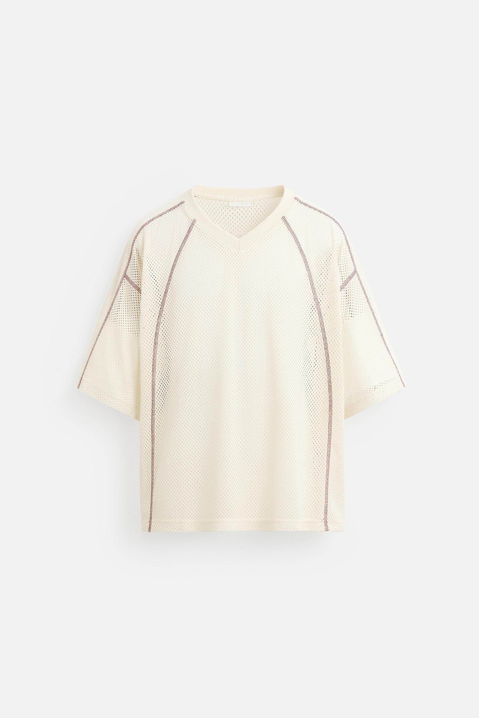 CONTRAST OPEN WEAVE T-SHIRT Product Image