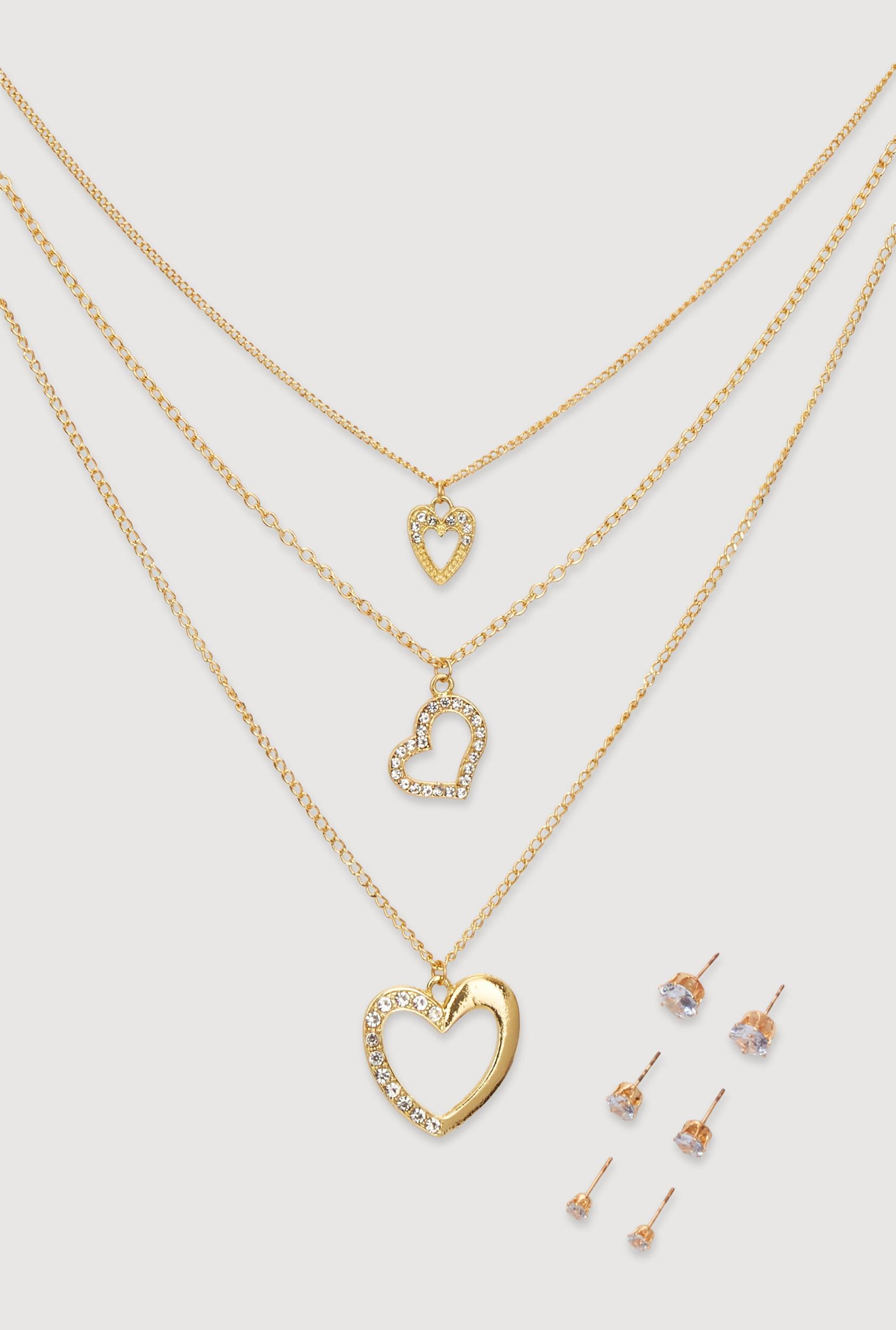 Tiered Heart Drop Earrings Unisex Product Image