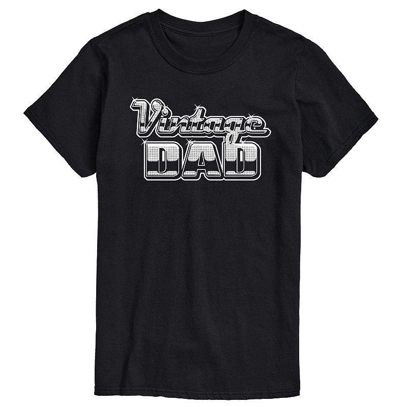 Big & Tall "Vintage Dad" Chrome Letters Graphic Tee, Men's, Size: 4XB, Black Product Image