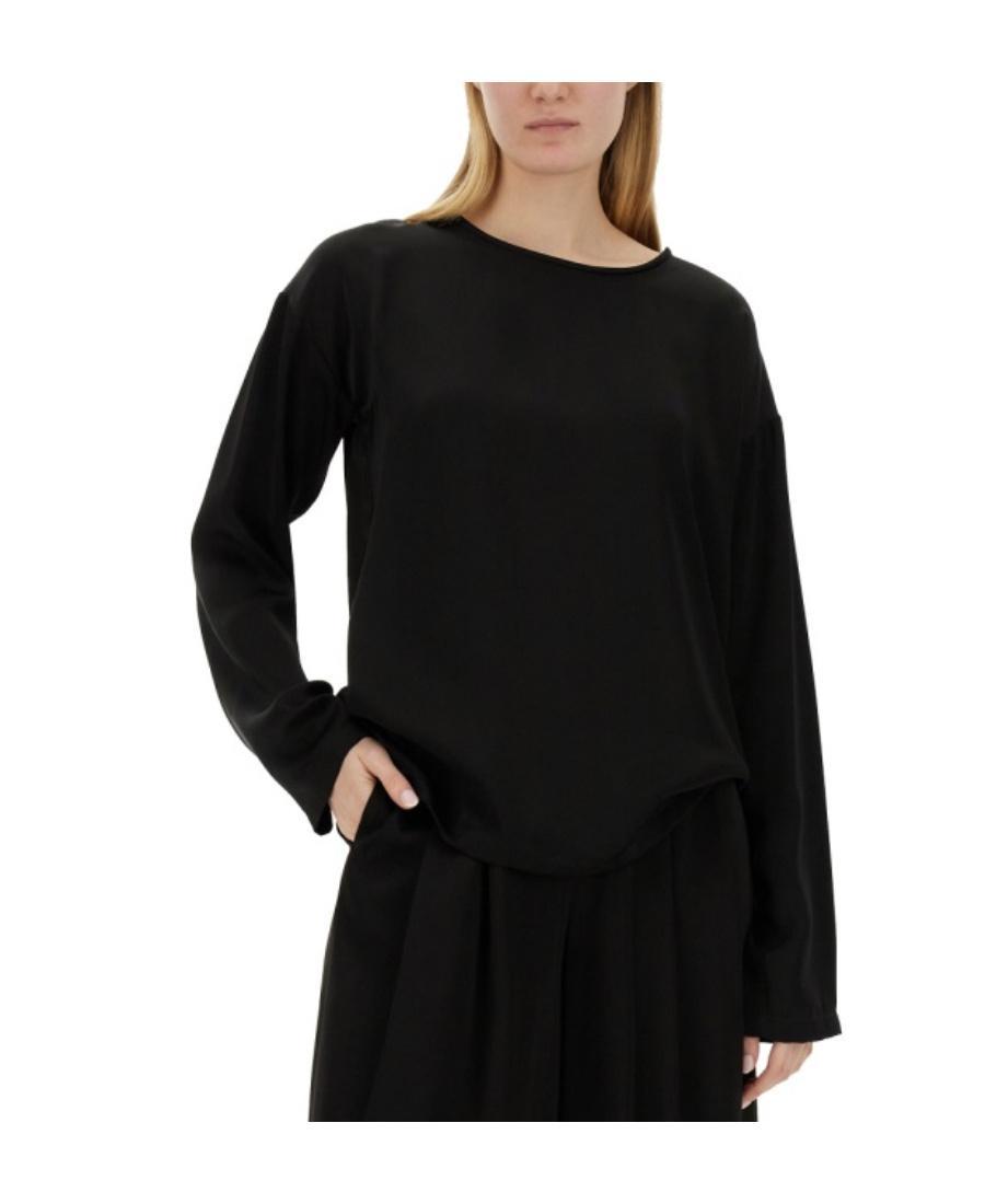 FABIANA FILIPPI Long-sleeve Satin Blouse In Black Product Image