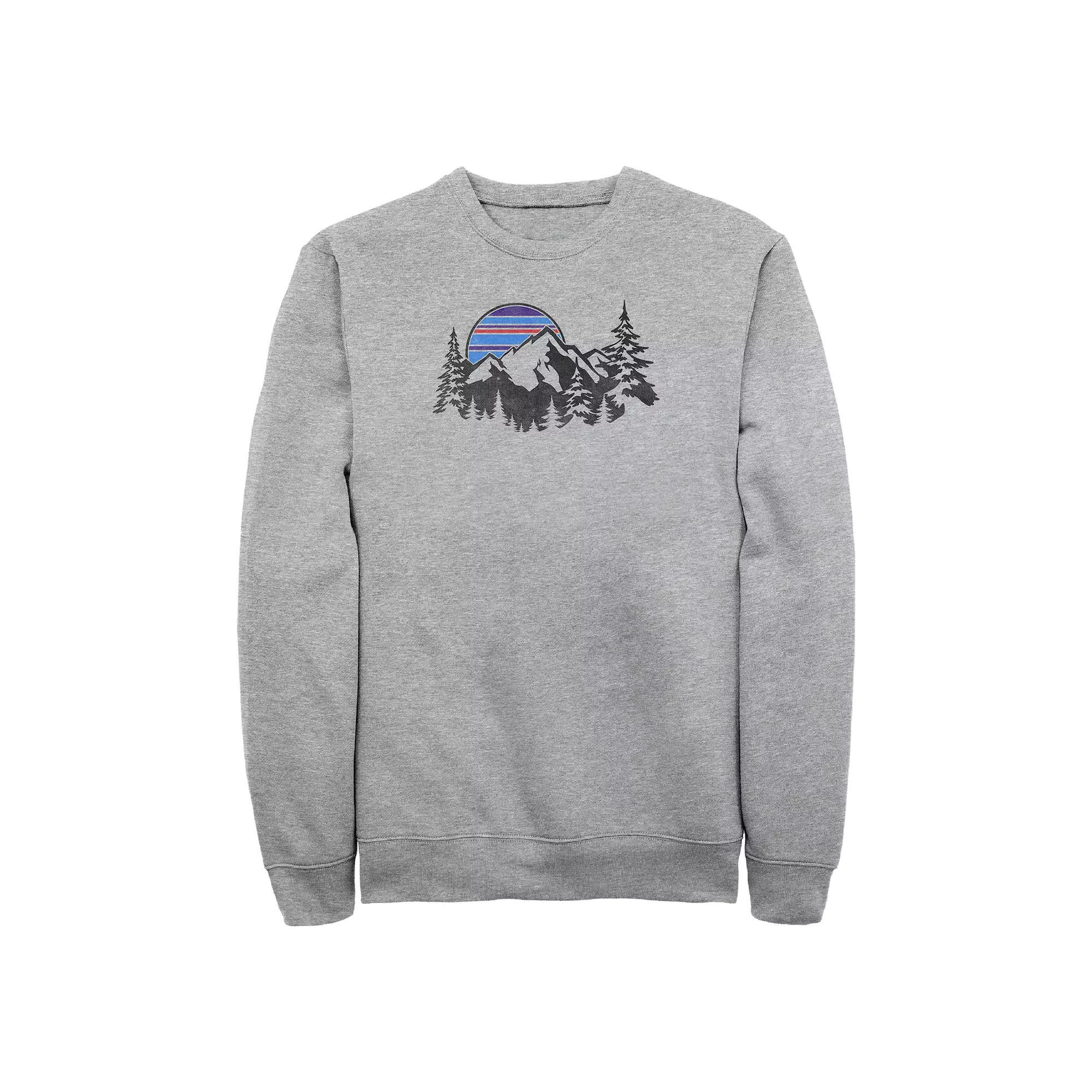 Big & Tall Mountain Range Graphic Fleece Sweatshirt, Men's, Size: 3XL, Athletic Grey Product Image