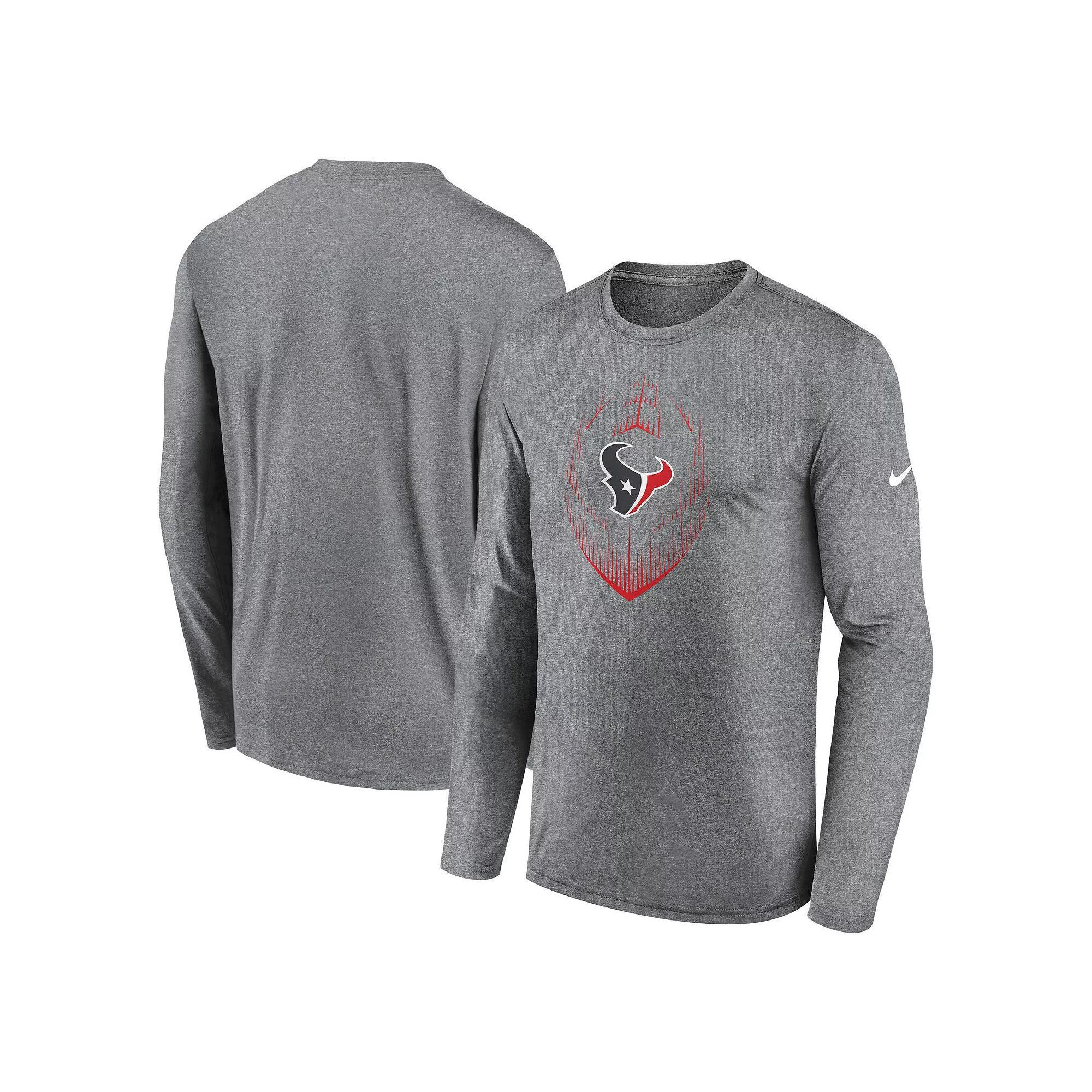 Men's Nike Heather Gray Houston Texans Legend Icon Long Sleeve T-Shirt, Size: 3XL, Grey Product Image