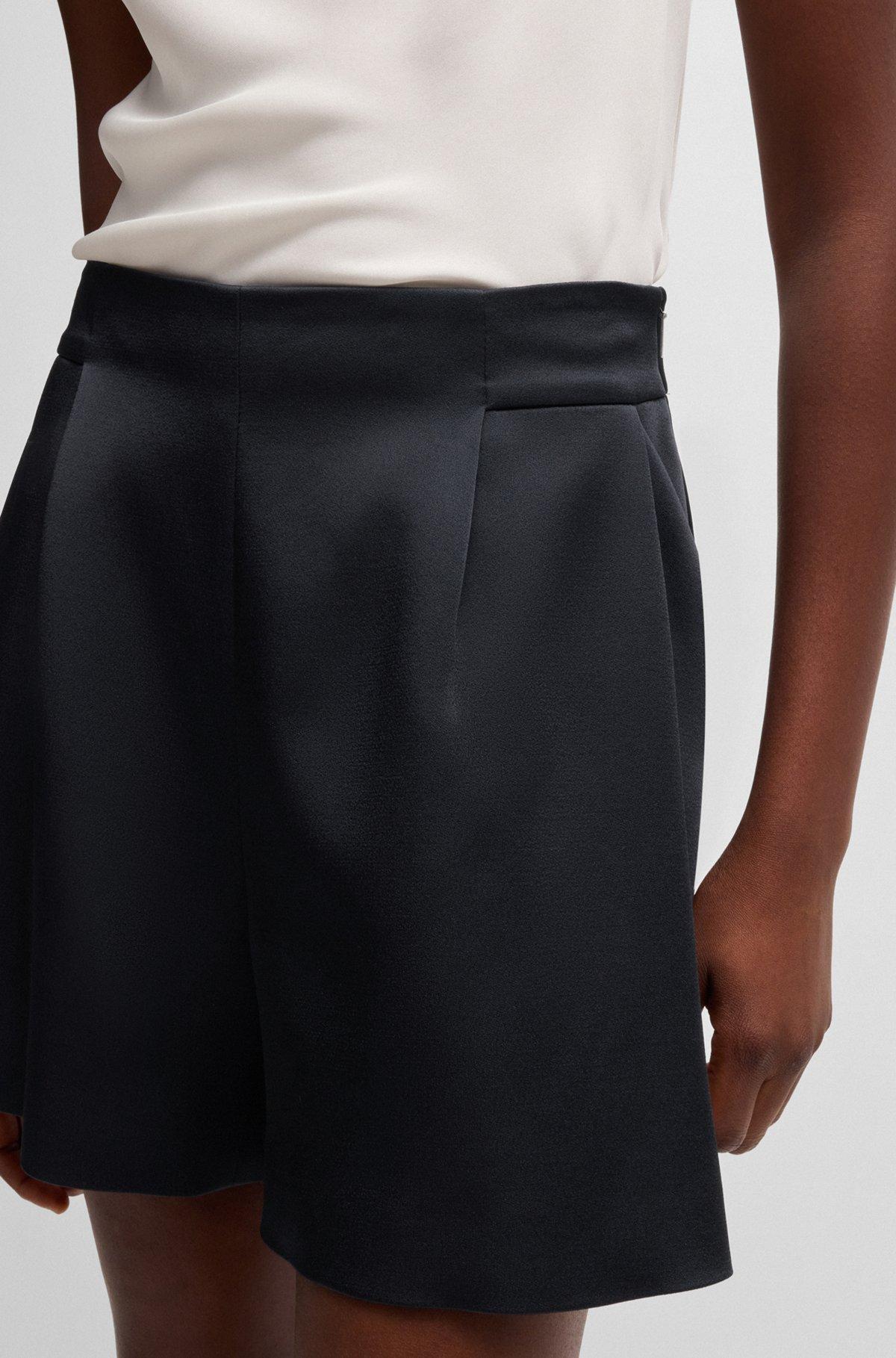 BOSS - Relaxed-fit shorts with front pleats - Dark Blue Product Image