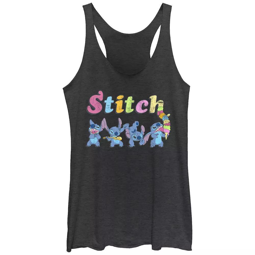 Disney's Lilo & Stitch Silly Series Juniors' Tri-Blend Racerback Tank Top, Girl's, Size: Medium, Black Grey Product Image