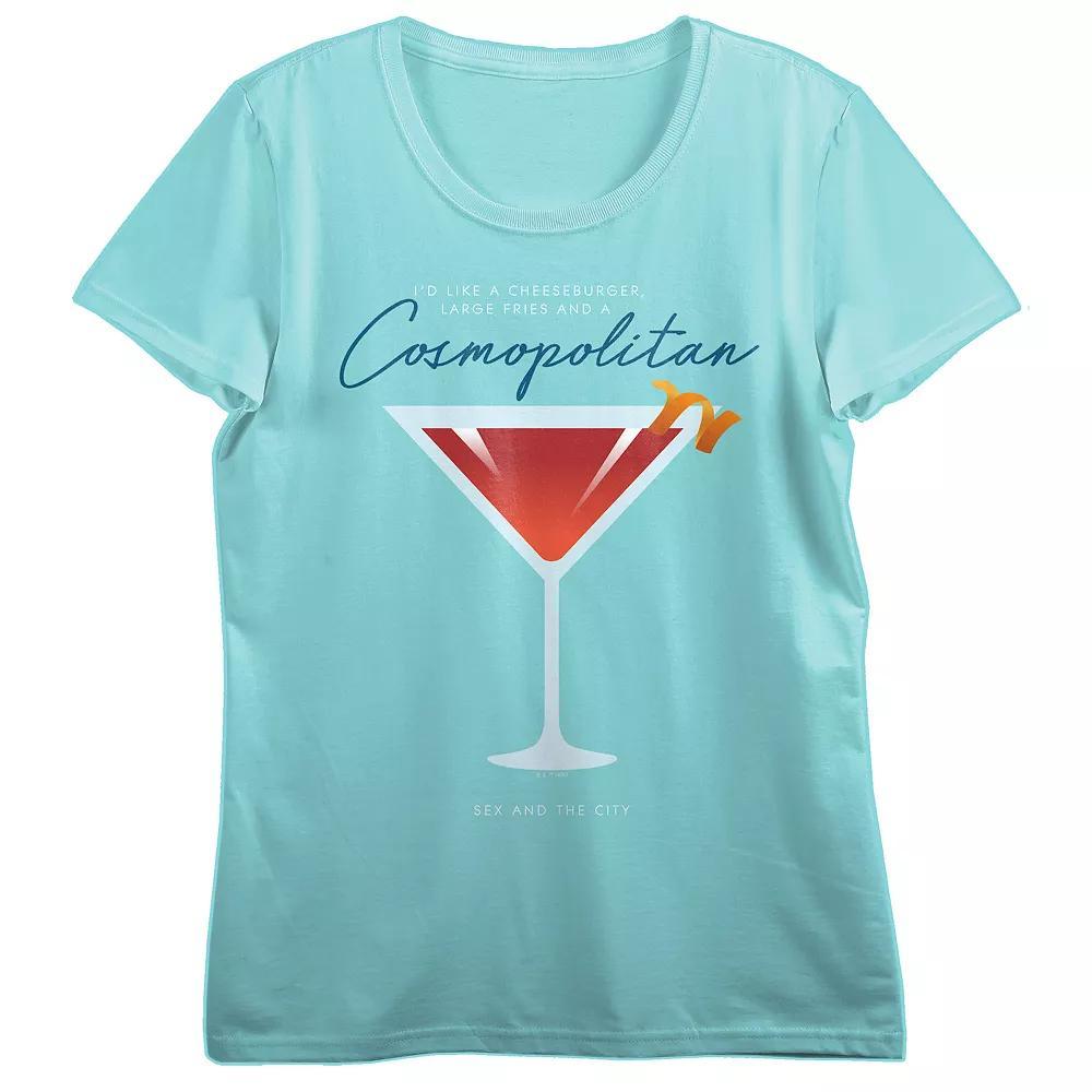 Women's Sex And The City Cheeseburger and A Cosmo Crewneck Graphic Tee, Girl's, Size: Medium, Blue Product Image