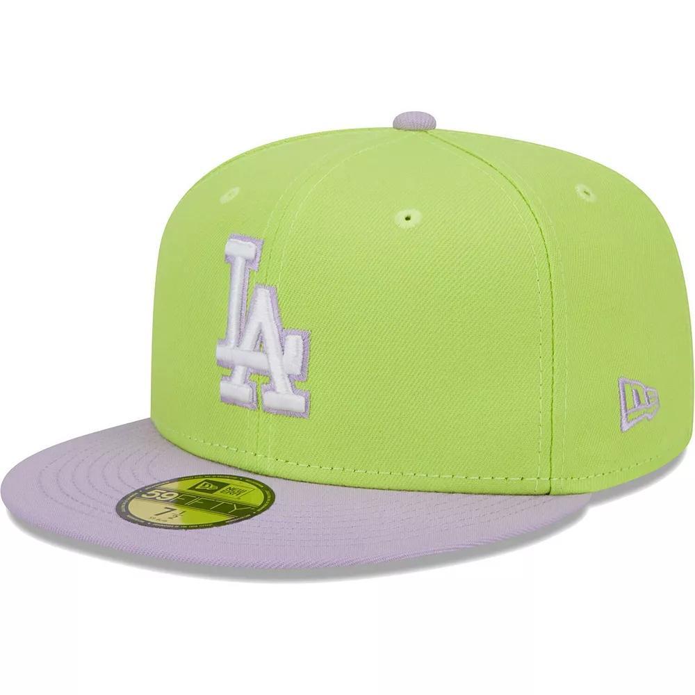 Men's New Era Neon Green/Lavender Los Angeles Dodgers Spring Color Two-Tone 59FIFTY Fitted Hat, Size: 7 3/4, Brt Gr Product Image