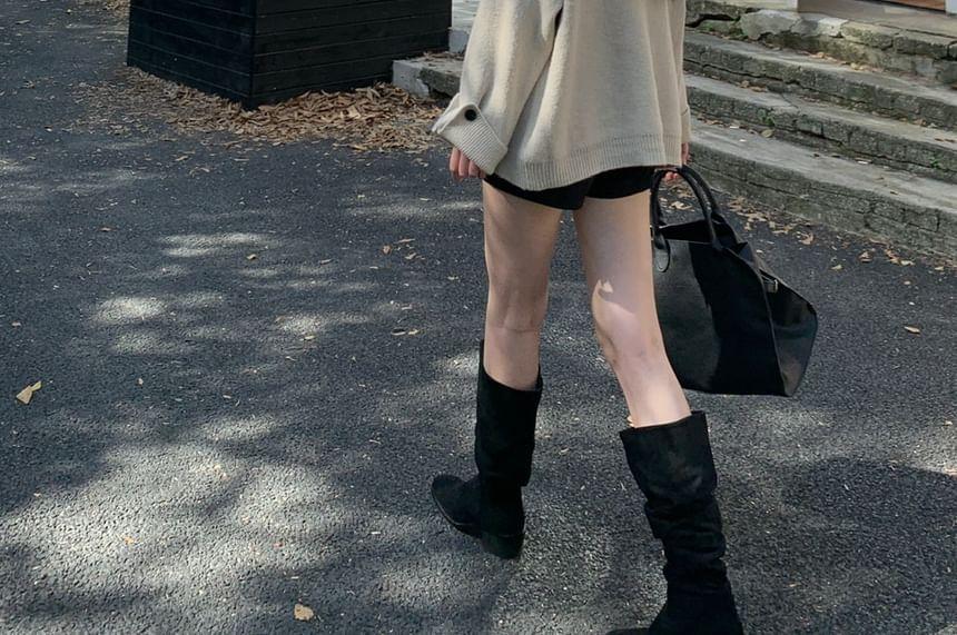 Oversized Cuff-Detail V-Neck Cardigan Product Image