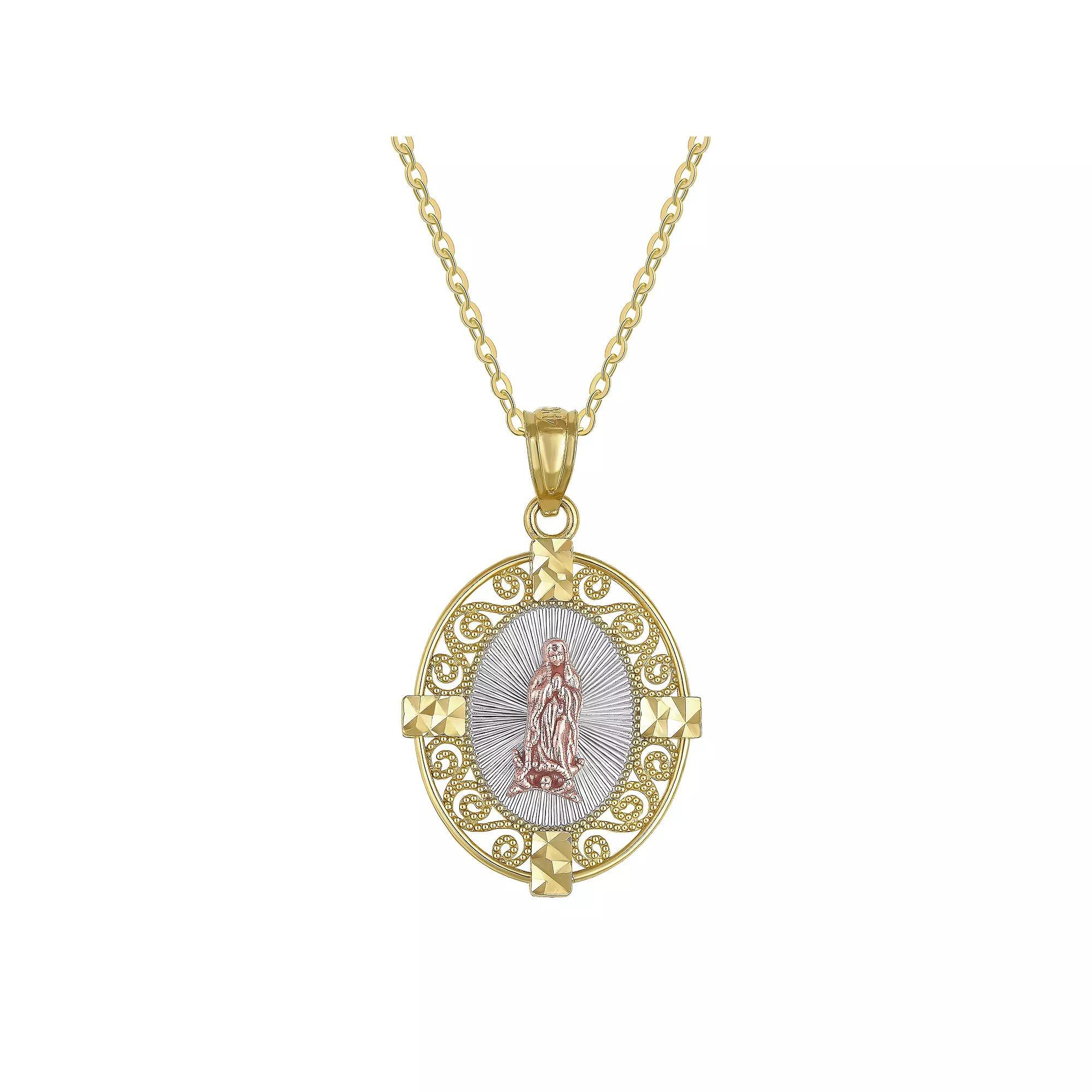 Forever 14K Guadalupe Medal Pendant Necklace, Women's, Size: 18", 14k Two Tone Product Image