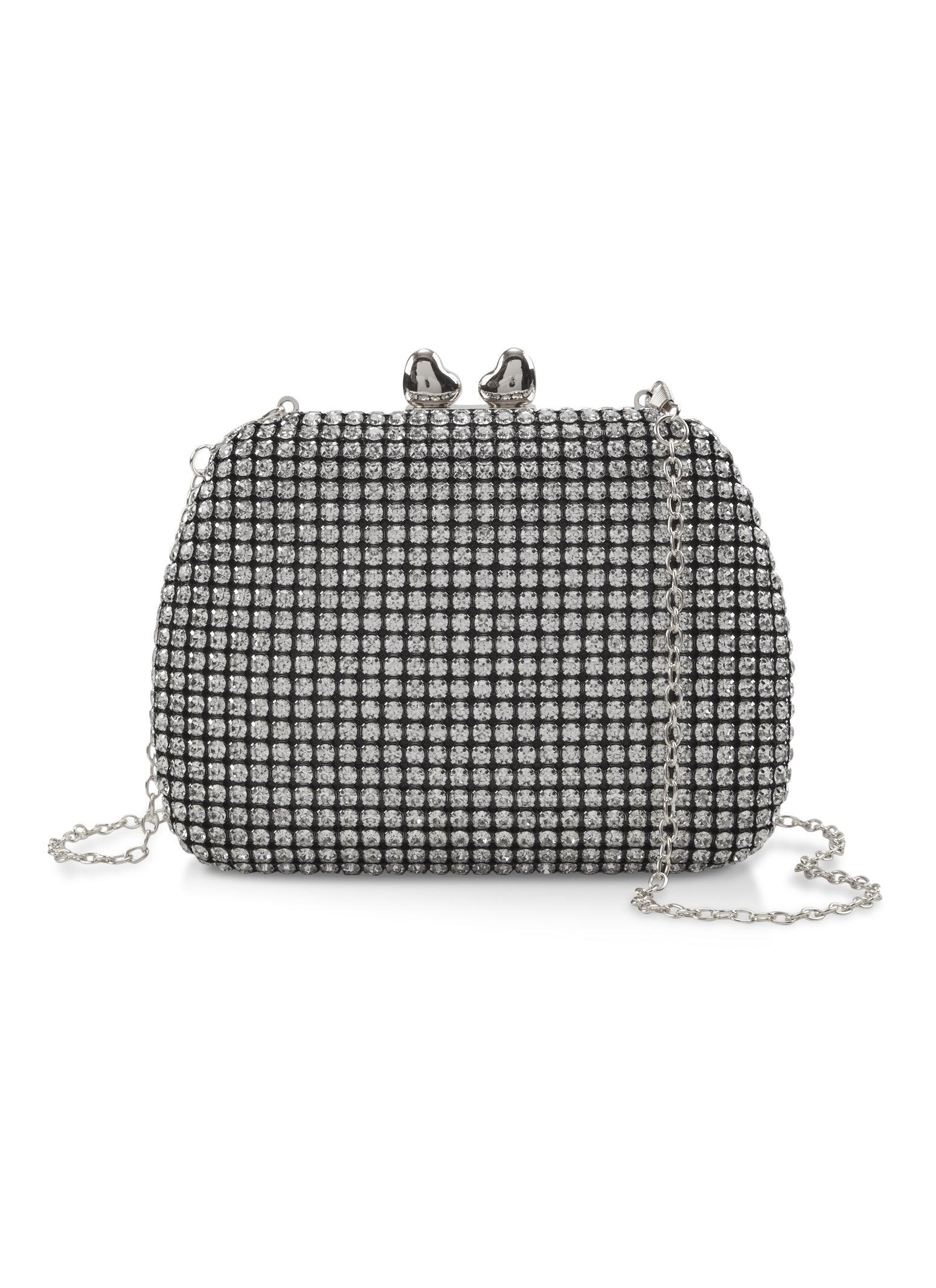 Rhinestone Studded Chain Strap Mini Crossbody Clutch Female Product Image