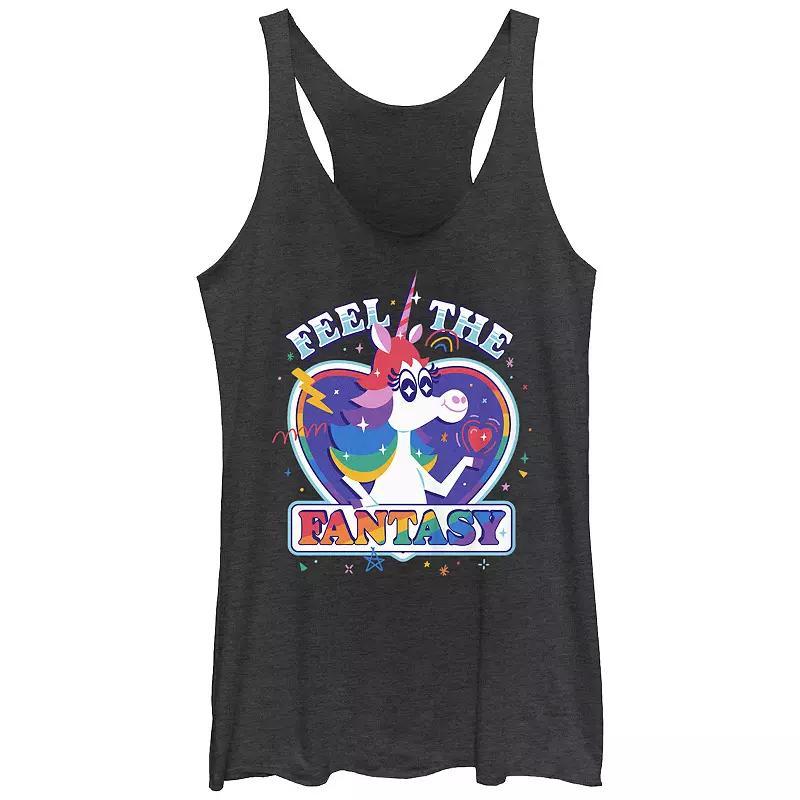 Disney Villains Thorny Frame Portrait Juniors' Tri-Blend Racerback Tank Top, Girl's, Size: Medium, Black Grey Product Image