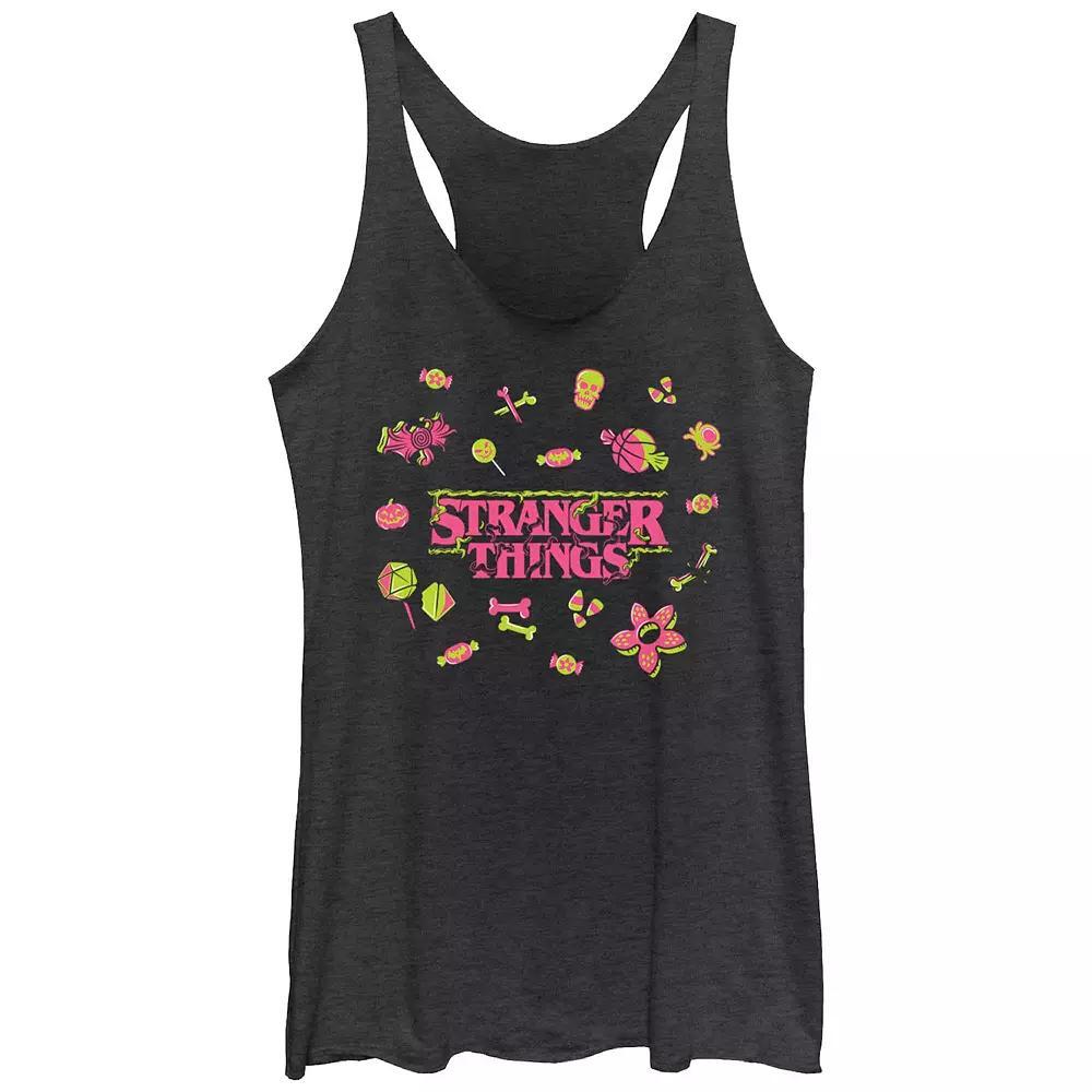 Disney's Lilo & Stitch Women's Ohana Means Family Stitch Crest Tri-Blend Racerback Tank Top, Girl's, Size: Medium, Black Grey Product Image