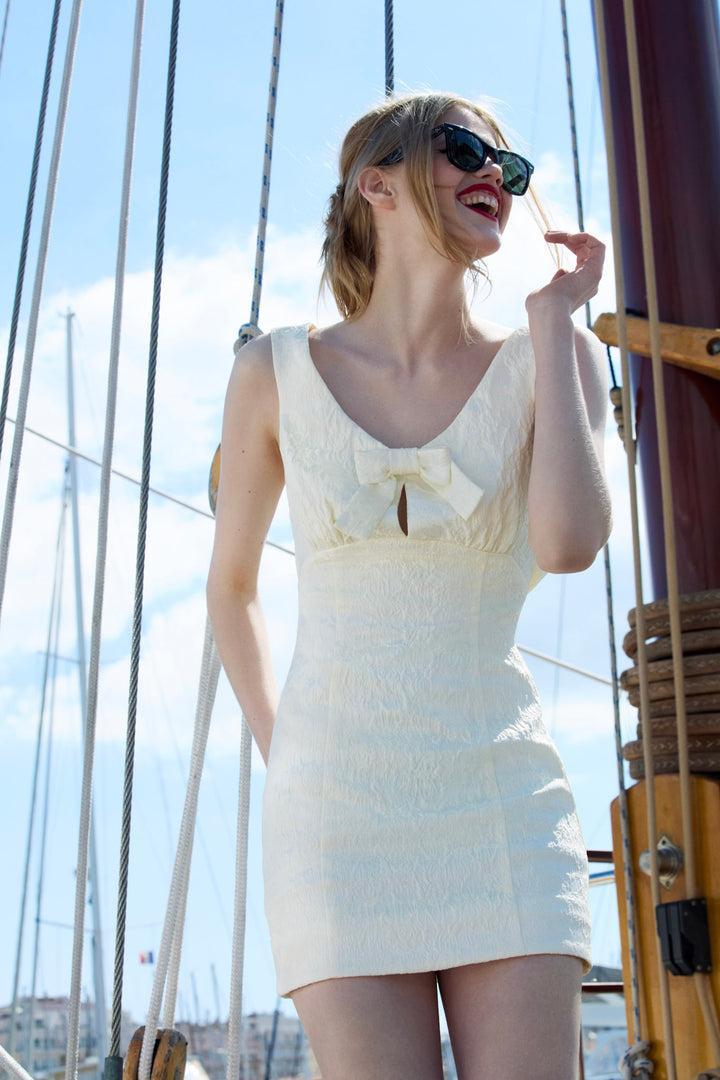 Rosie Jacquard Mini Dress — Ivory Product Image