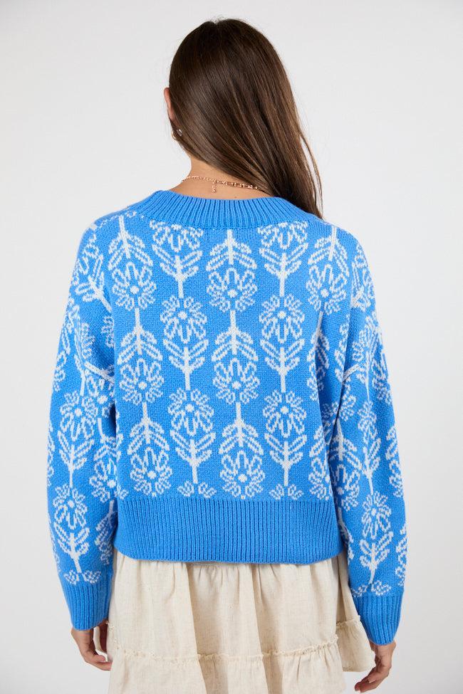 Stay Sweet Blue Block Floral Print Cardigan FINAL SALE Product Image