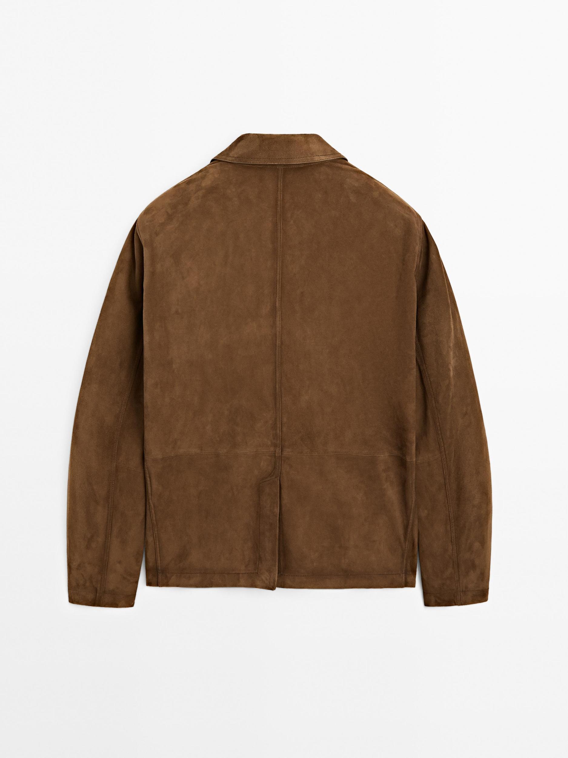 Suede leather blazer with topstitching Product Image