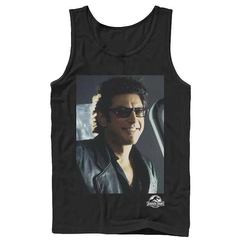 Mens Jurassic Park Goldblum Sly Smile Graphic Tank Top Athletic Grey Product Image