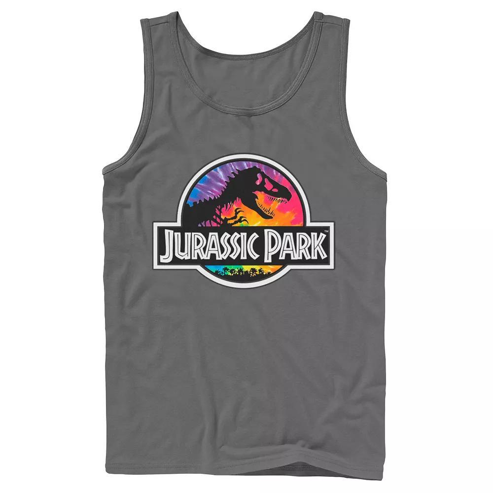 Men's Jurassic Park Tie Dye Classic Logo Tank Top, Size: Small, Grey Product Image