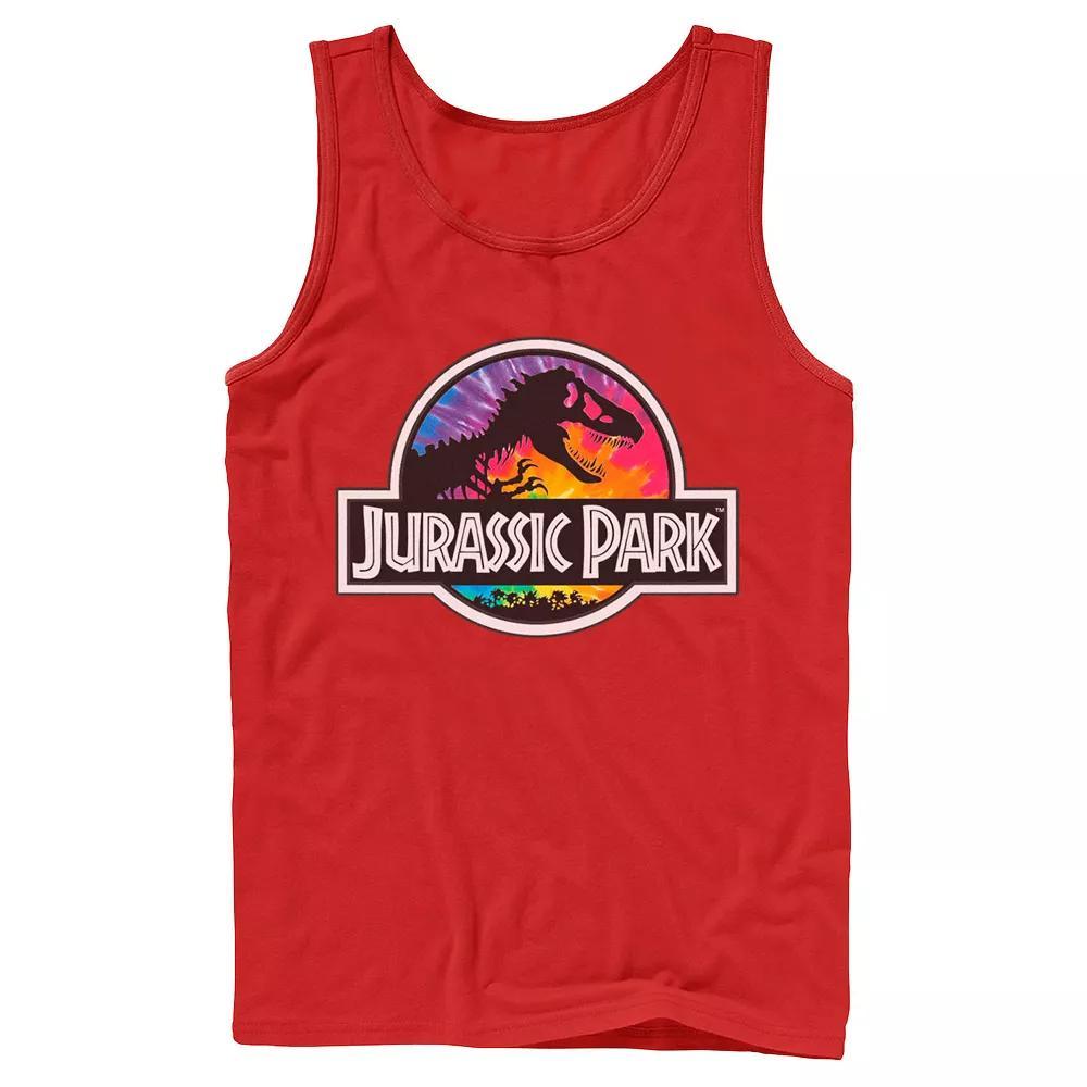 Men's Jurassic Park Tie Dye Classic Logo Tank Top, Size: Small, Grey Product Image
