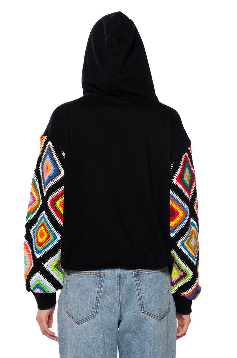 ROSIE CROCHET SLEEVE HOODIE Product Image