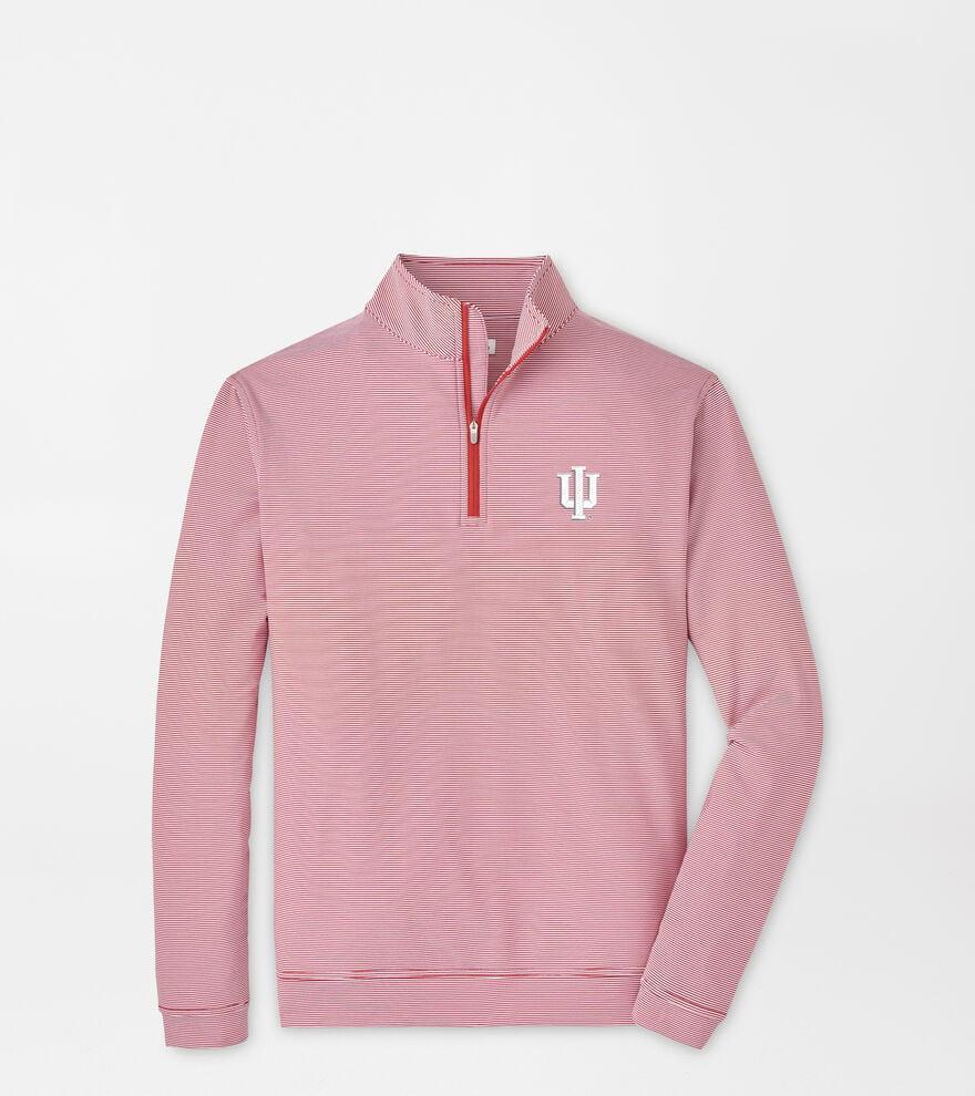 Peter Millar Mens Arkansas Vault Perth Mini-Stripe Performance Pullover | Color: Crimson / White | Size: S Product Image