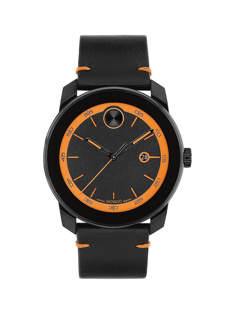 Men's Movado BoldÂ® Tr90 Black Strap Watch with Orange Dial and Date Window (Model: 3601113) Product Image