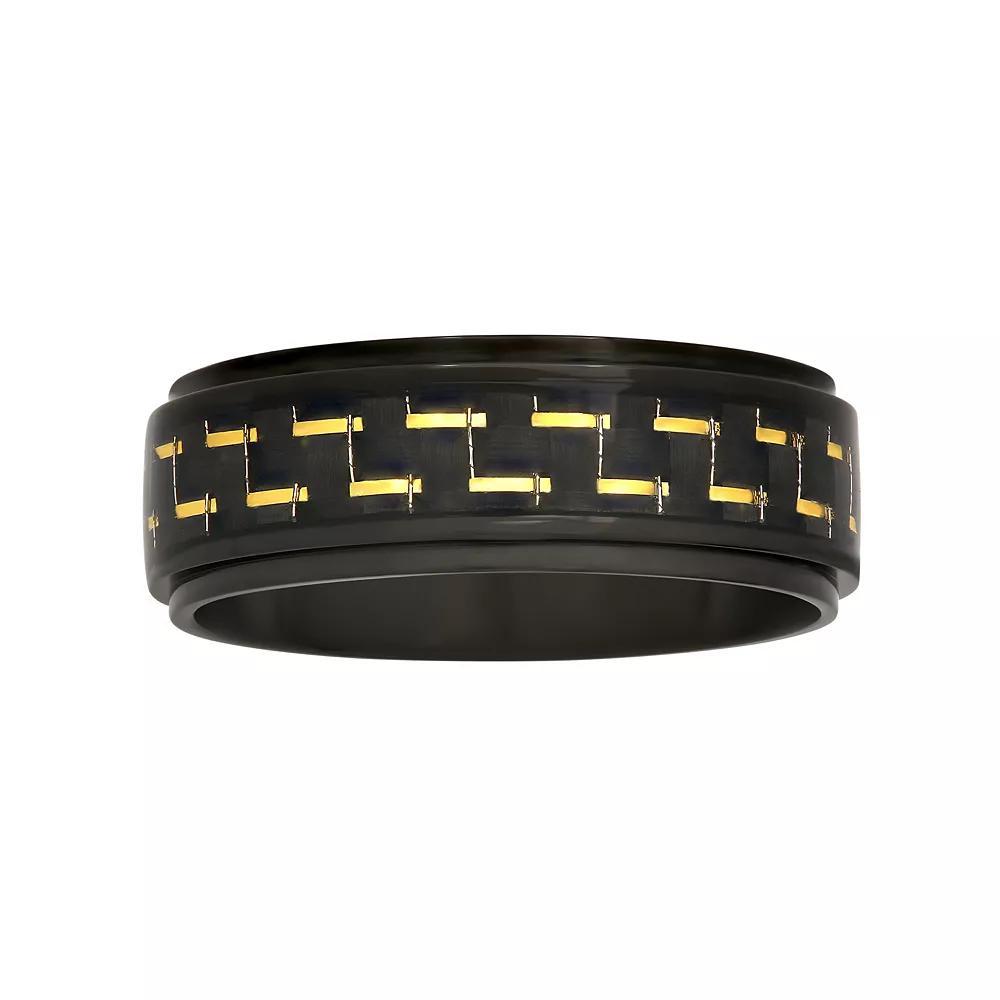 Mens Stainless Steel Carbon Fiber Ring Two Tone Product Image