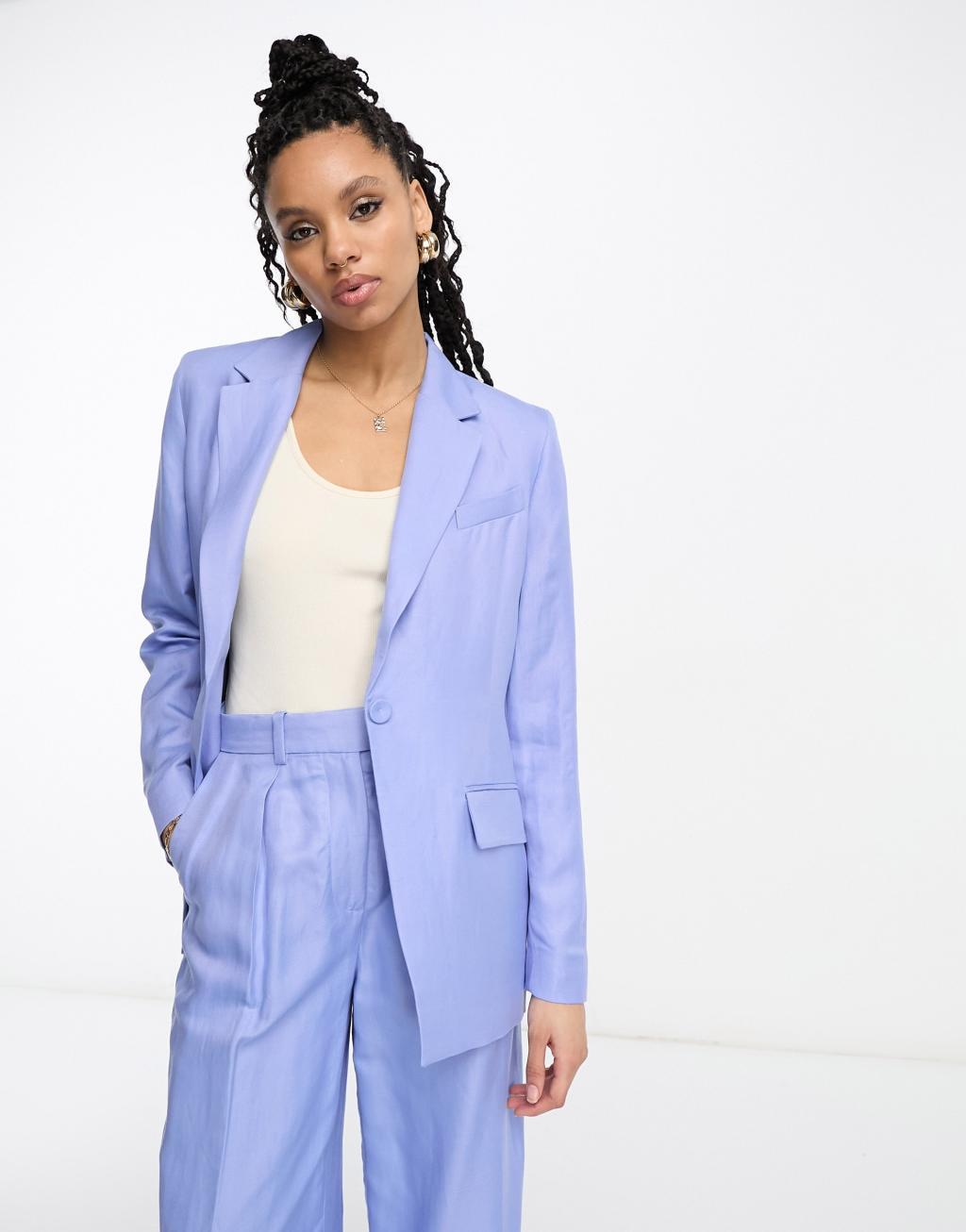 & Other Stories linen blend blazer in blue - part of a set Product Image