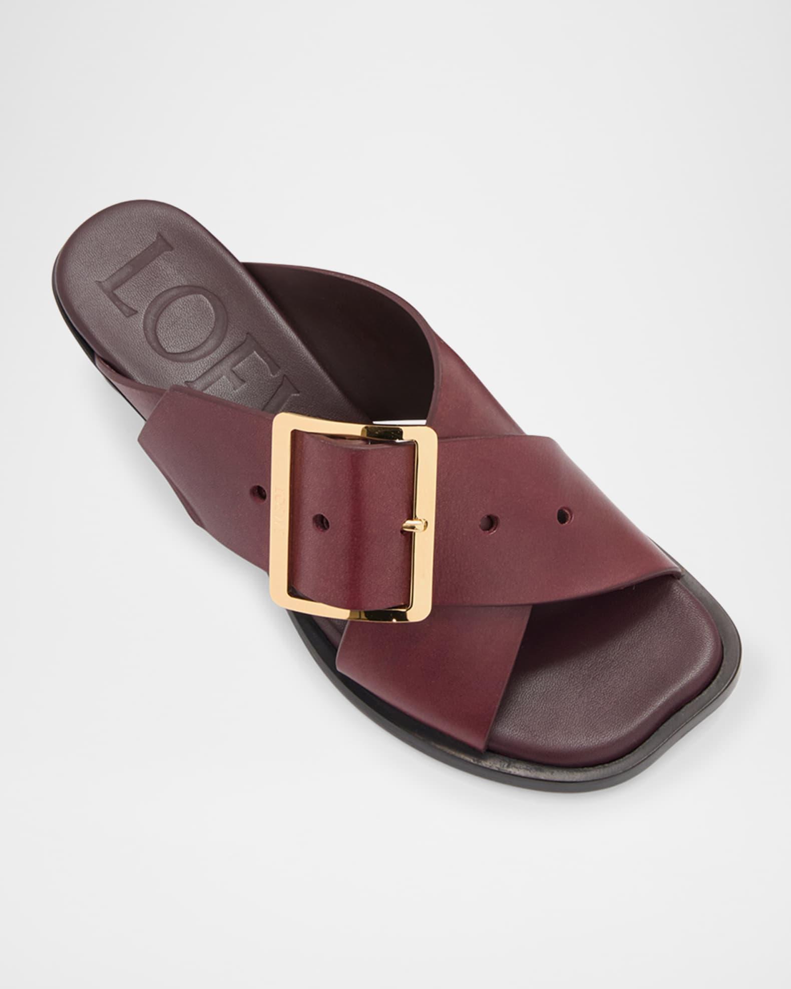 Petal Leather Buckle Slide Sandals Product Image