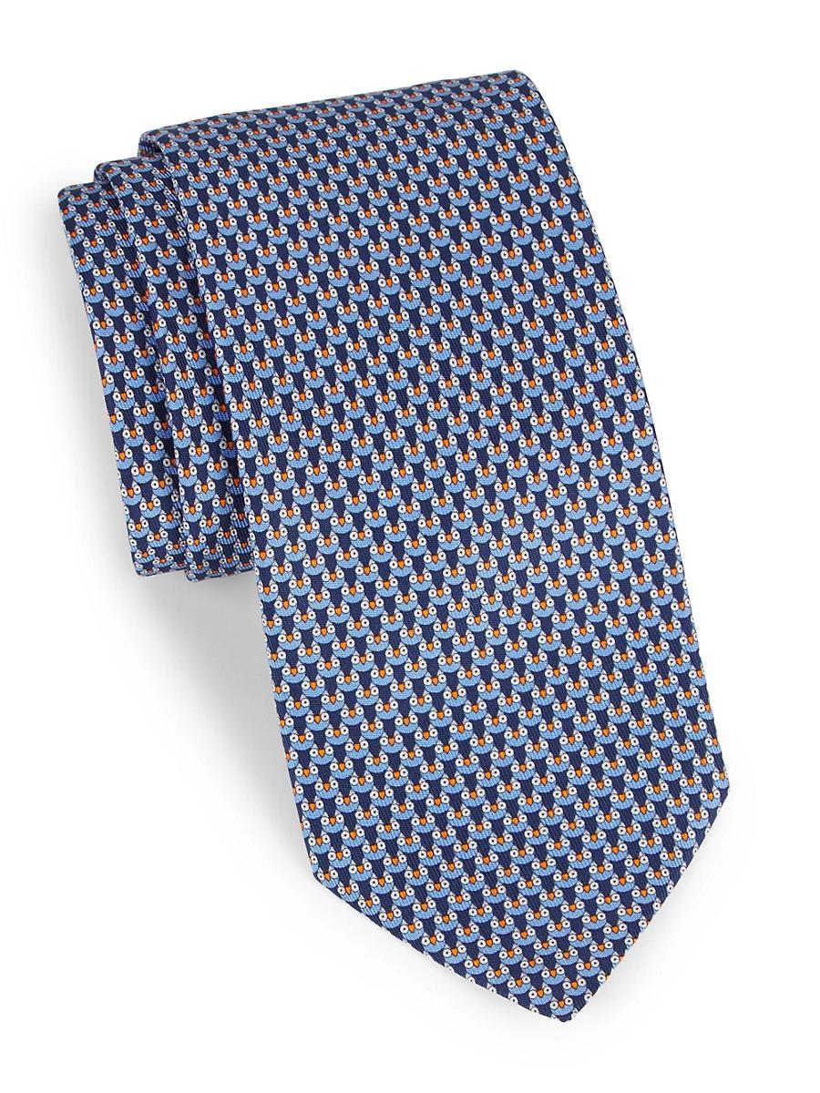 Mens Owl-Print Silk Tie Product Image