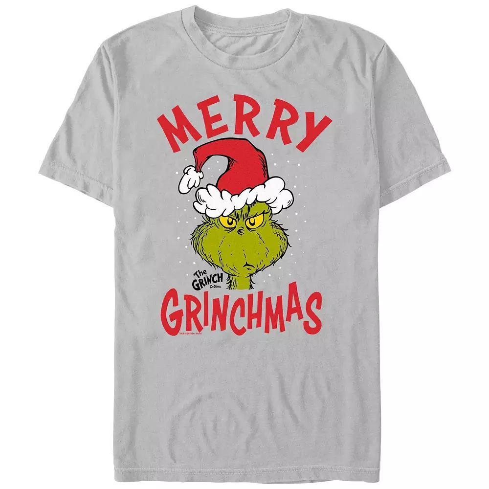Big & Tall Dr. Seuss The Grinch Merry Christmas Graphic Tee, Men's, Size: Small, Silver Product Image
