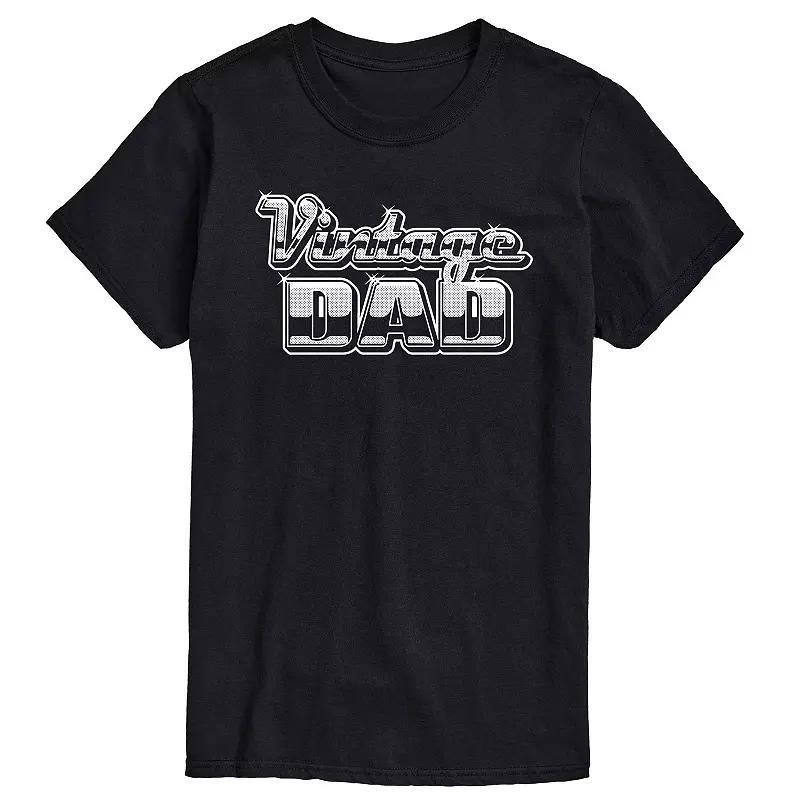Big & Tall "Vintage Dad" Chrome Letters Graphic Tee, Men's, Size: 4XB, Black Product Image