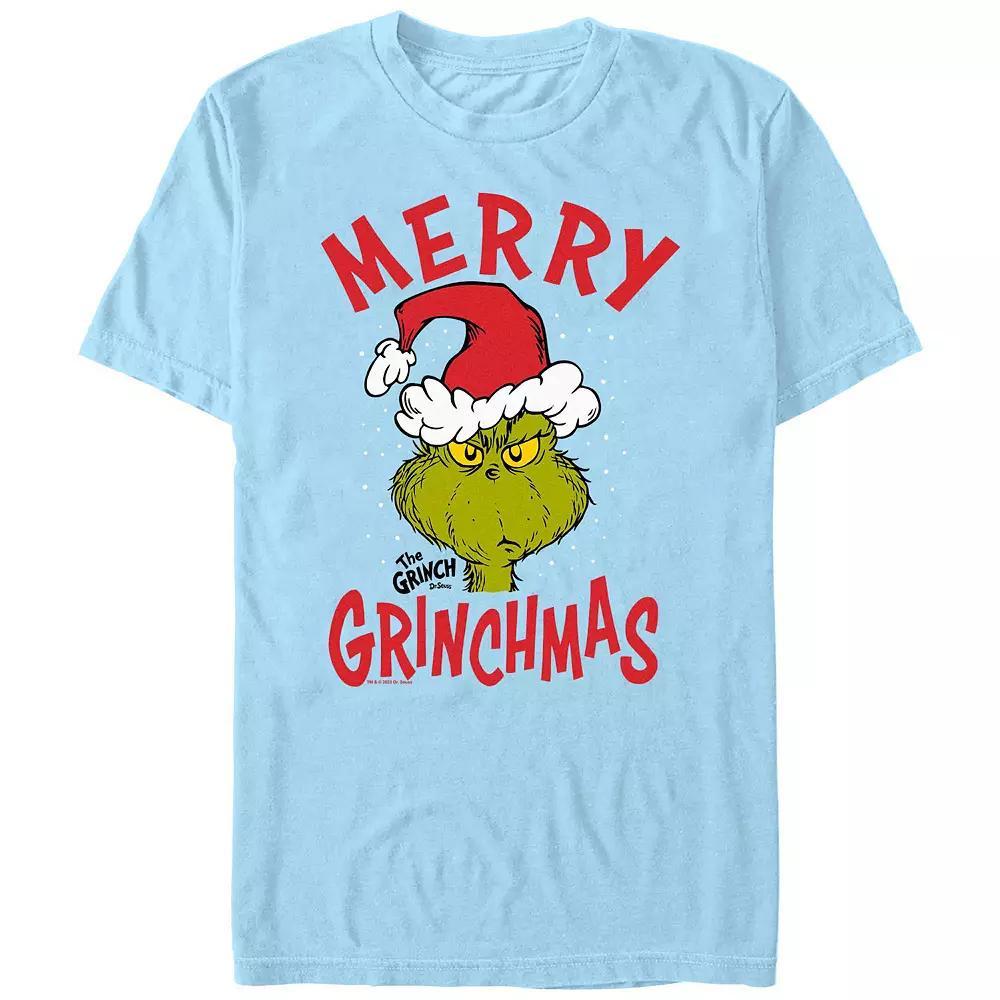 Big & Tall Dr. Seuss The Grinch Merry Christmas Graphic Tee, Men's, Size: XXL, Light Blue Product Image