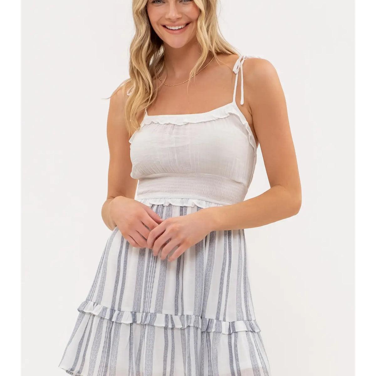 Tie Strap Mixed Media Mini Dress Female Product Image
