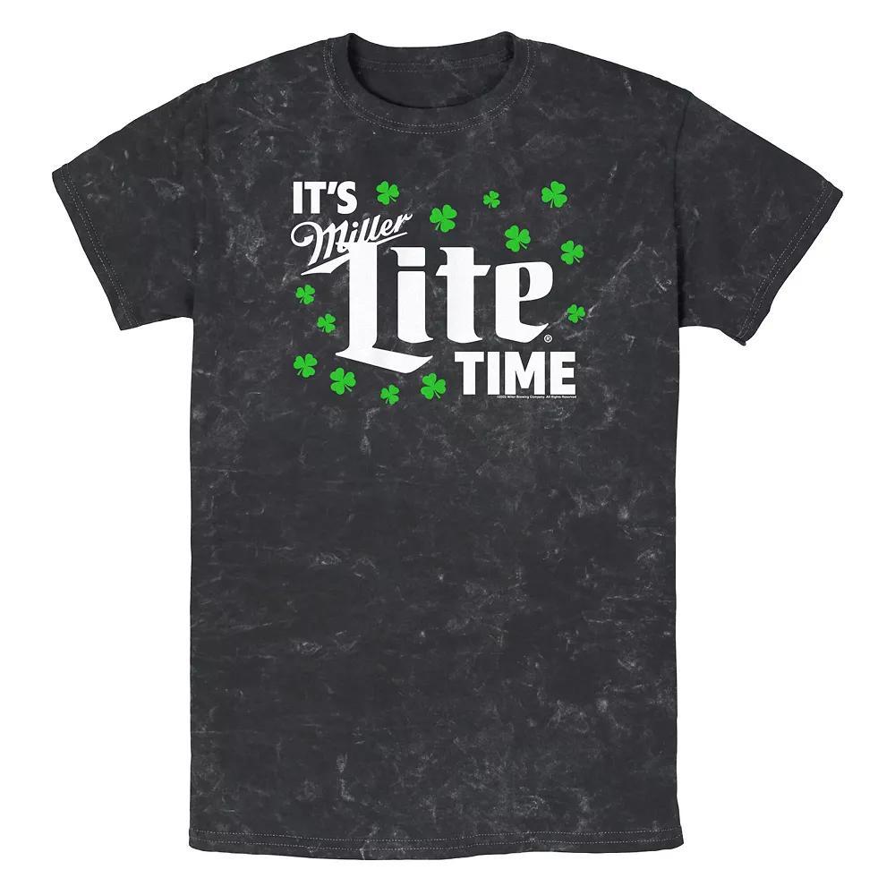 Men's Miller Lite It's Miller Lite Time Mineral Wash Graphic Tee, Size: XL, Black Product Image