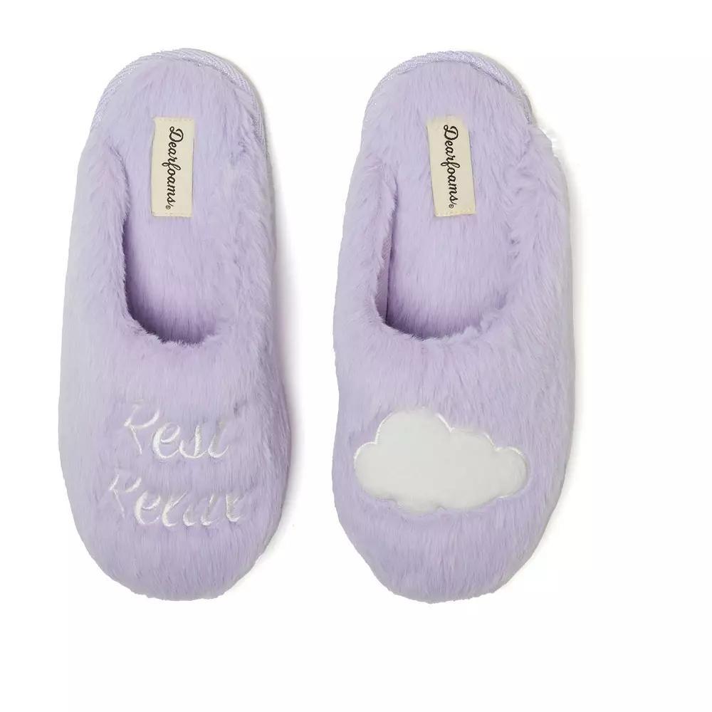 Women's Dearfoams Bailey Faux Fur Scuff Slippers, Size: Large, Hyacinth Product Image