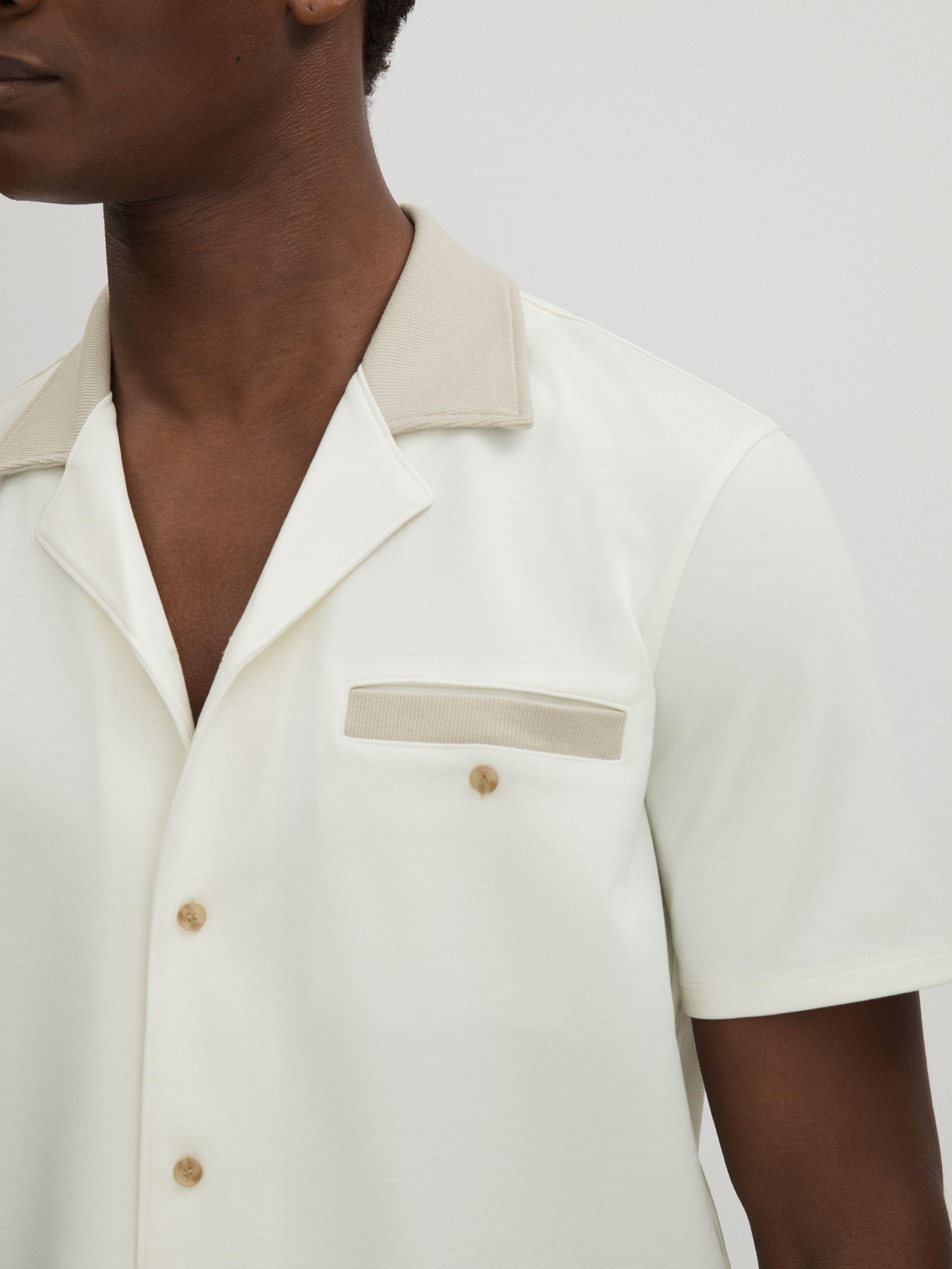 Roan White Paige Knitted Pique Cuban Collar Shirt Product Image