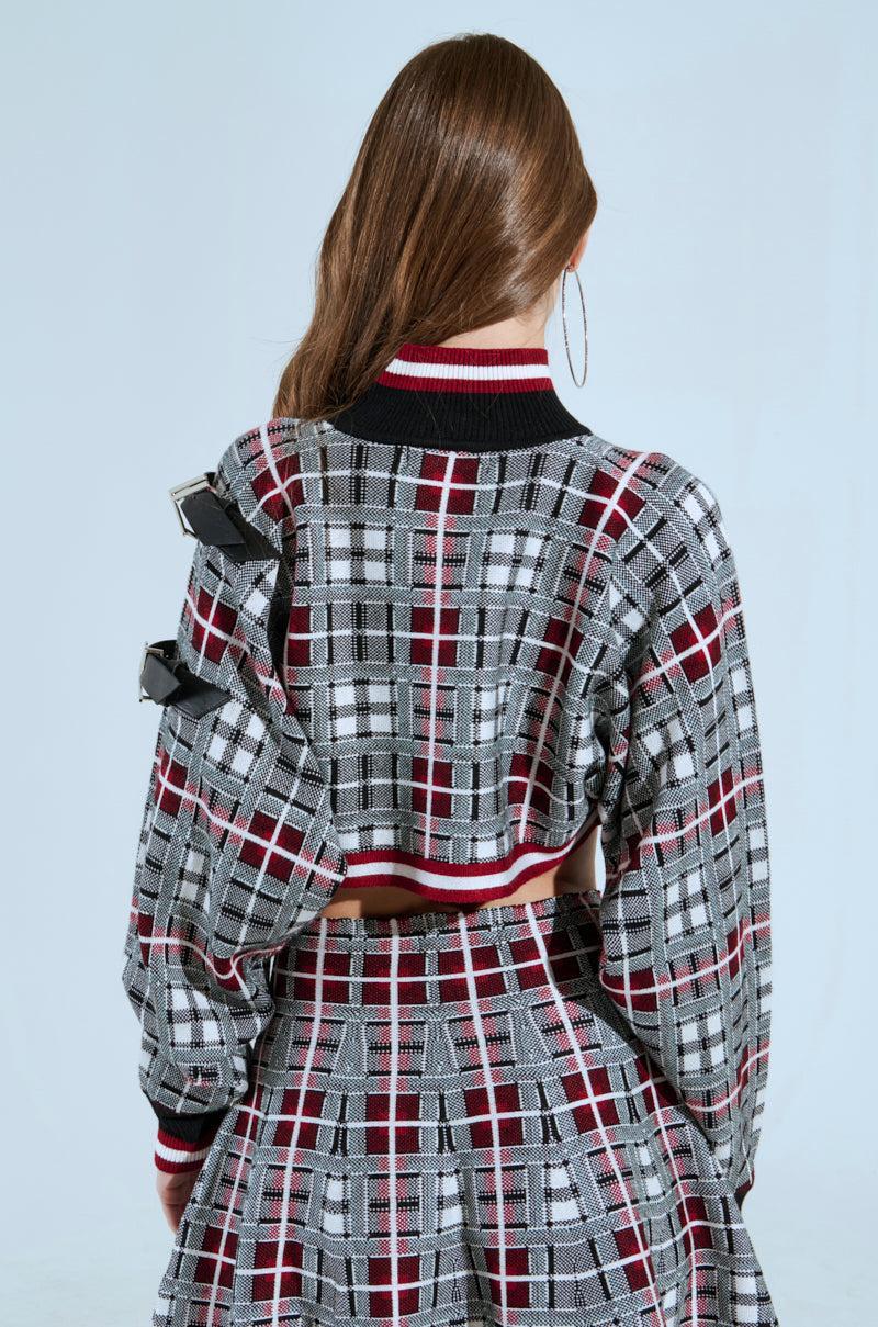 ALL EYES ON ME MOCK NECK BUCKLE SLEEVE DETAIL SWEATER Product Image