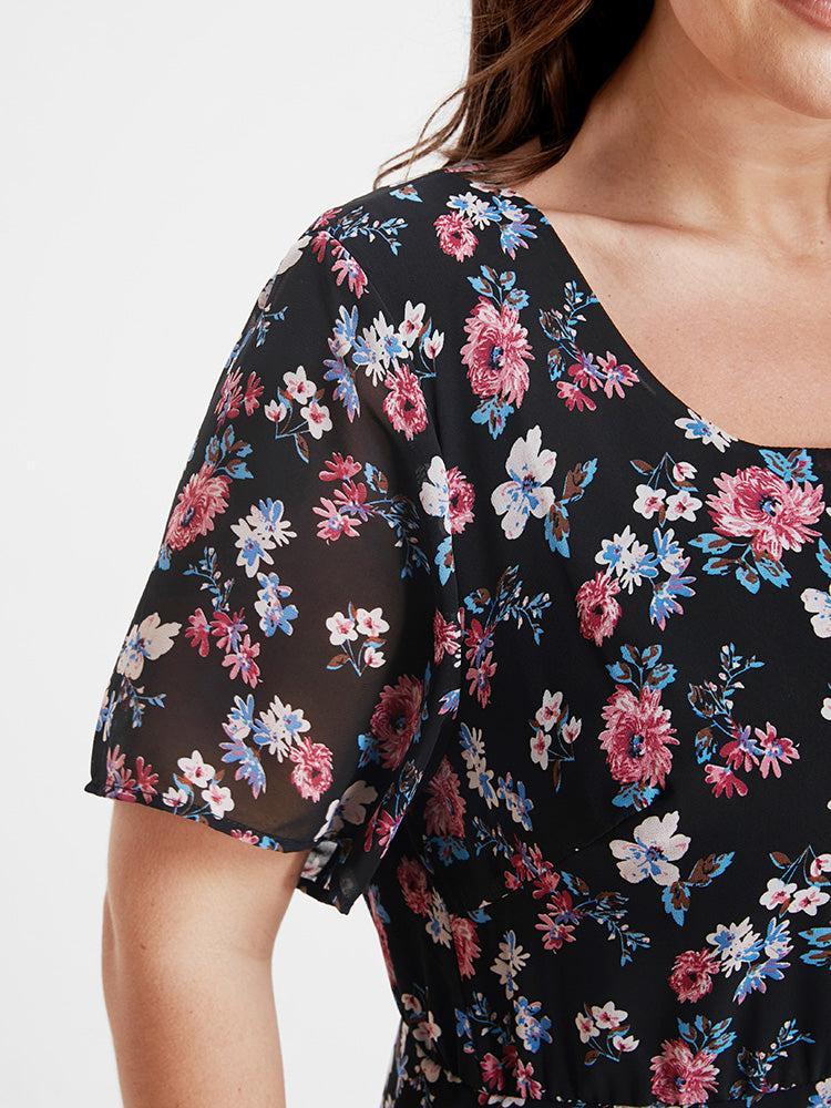 Bloom Dress - Scoop Neck Pocket Floral Short Dress Female Product Image