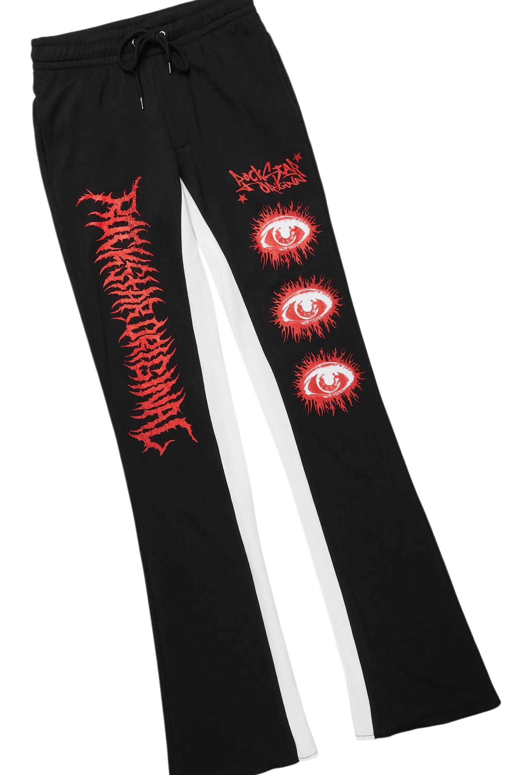 All Seeing Eyes Black/Red Long Sleeve T-Shirt/Baggy Pant Set Male Product Image
