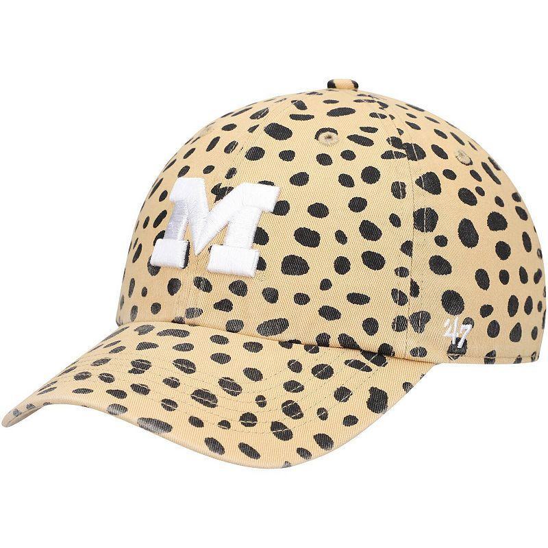 Womens 47 Tan Michigan Wolverines Cheetah Clean Up Adjustable Hat Product Image