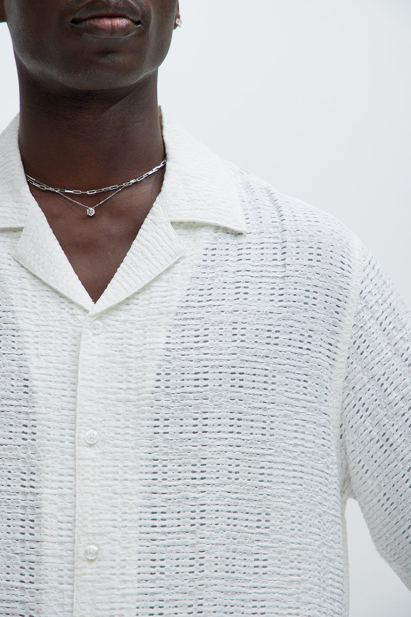 Crochet Textured Shirt - Off White Product Image