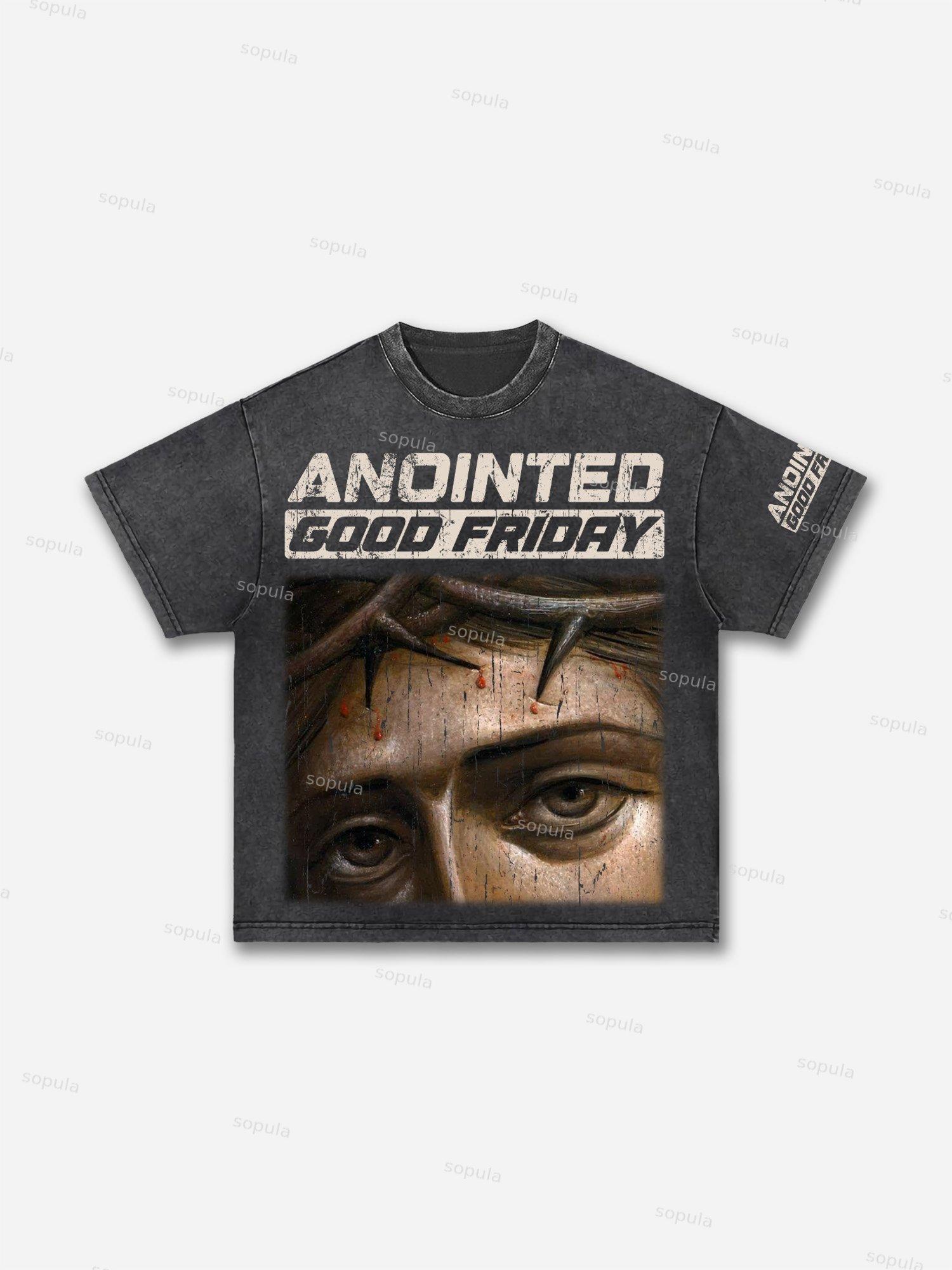 Good Friday Vintage Jesus Graphic Washed T-shirt Product Image