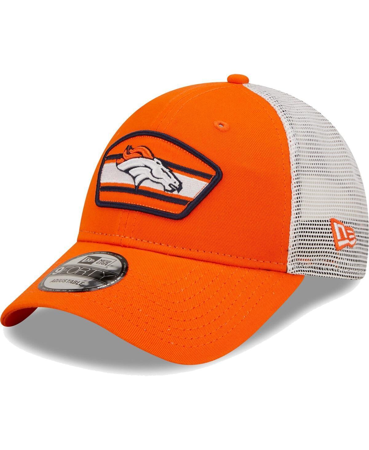 Men's New Era Orange/White Denver Broncos Logo Patch Trucker 9FORTY Snapback Hat Product Image