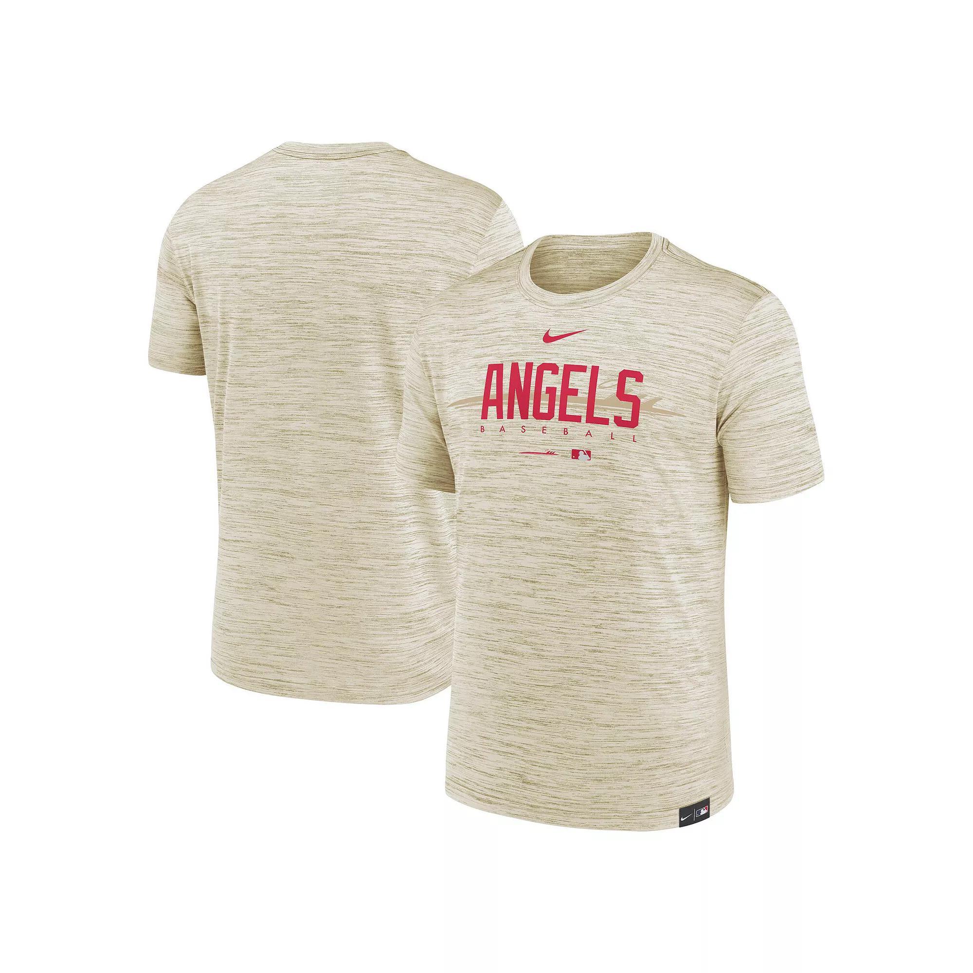 Men's Nike Cream Los Angeles Angels City Connect Velocity Practice Performance T-Shirt, Size: Small, Beige Product Image