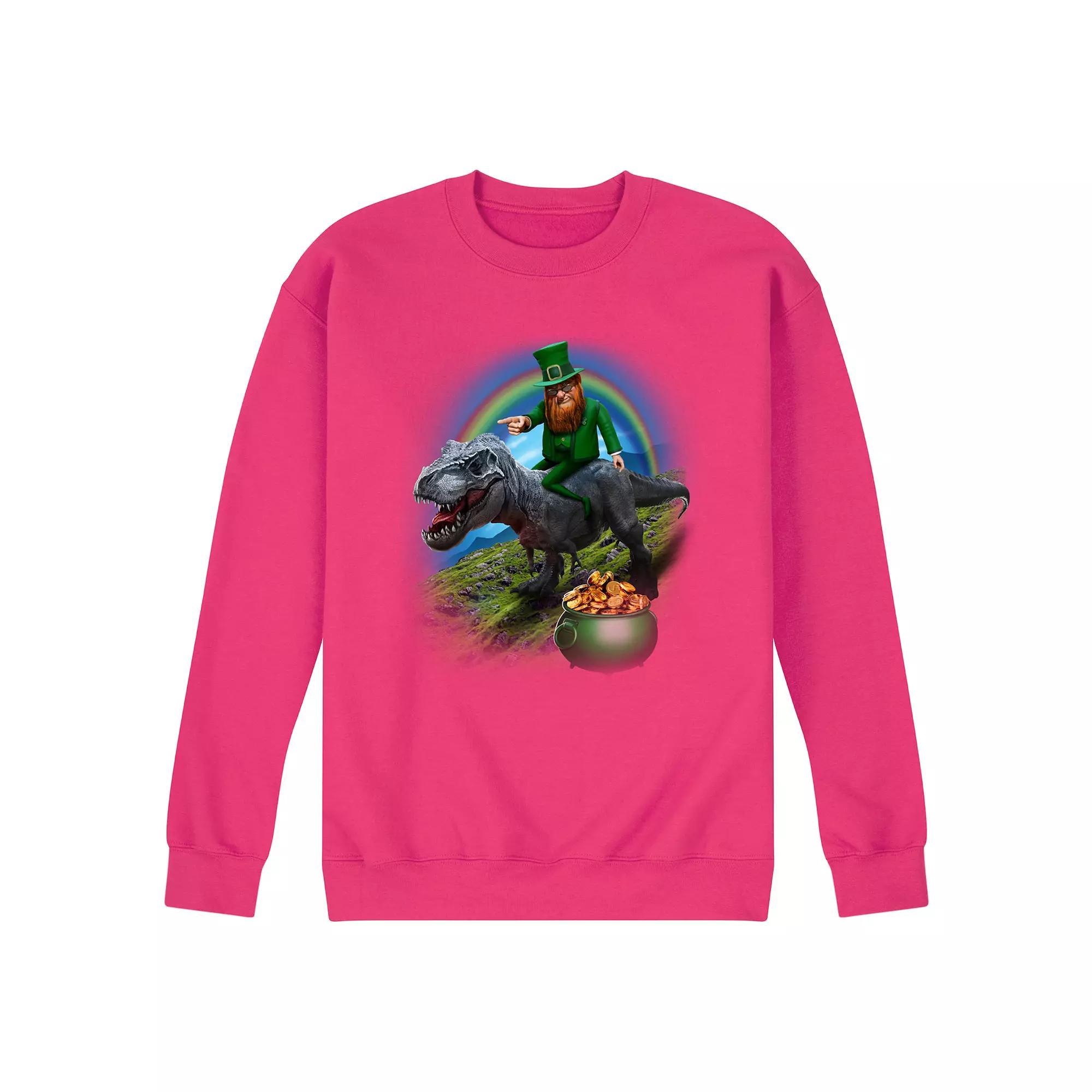 Mens Dino St Patricks Day Fleece Sweatshirt Grey Gray Product Image