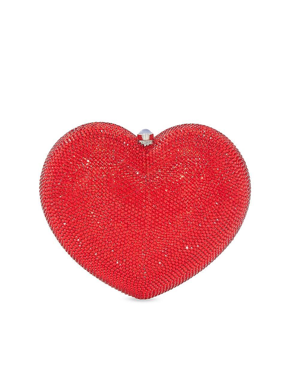 Womens Petite Heart Crystal-Embellished Clutch Product Image