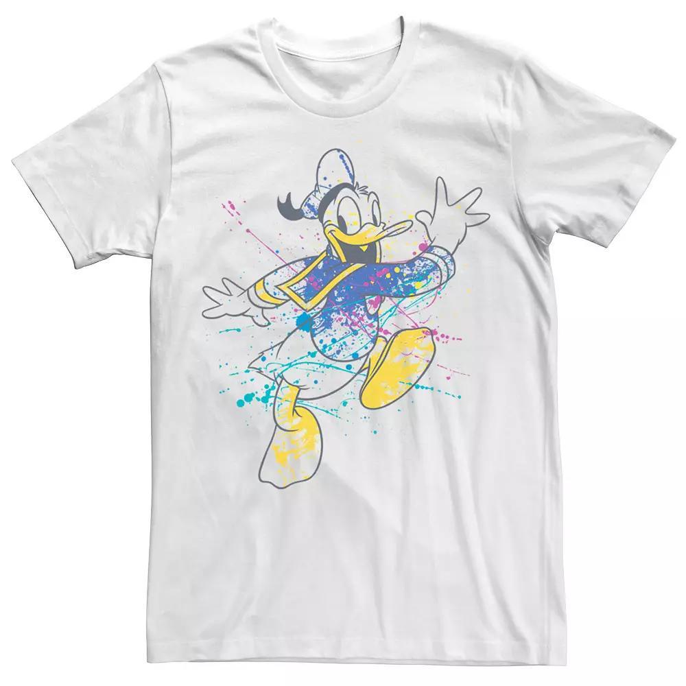 Disney's Donald Duck Jumping For Joy Paint Splatter Portrait Men's Tee, Size: 3XL, White Product Image