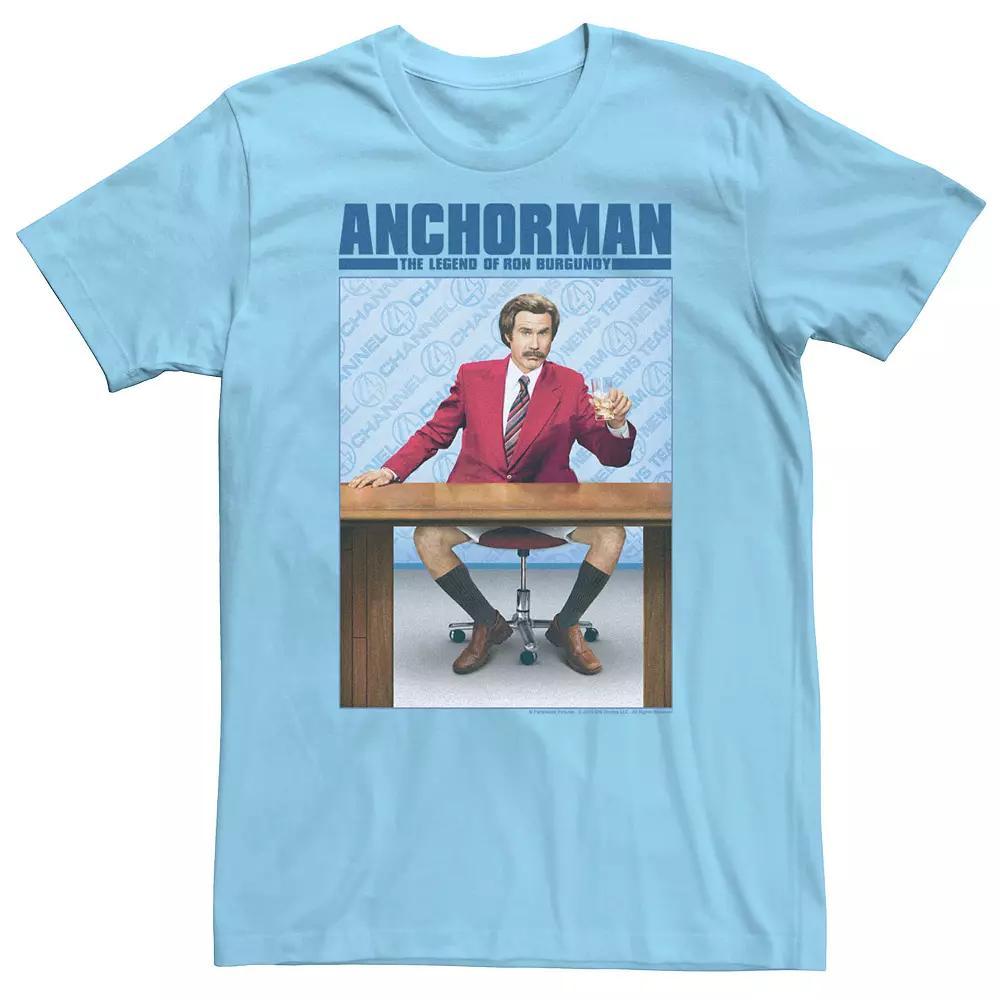 Men's Anchorman Ron Burgundy Poster Tee, Size: Small, Light Blue Product Image