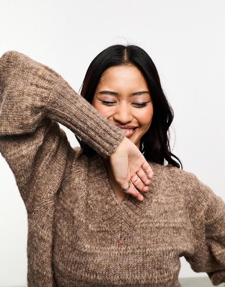 Only v neck balloon sleeve textured sweater Product Image