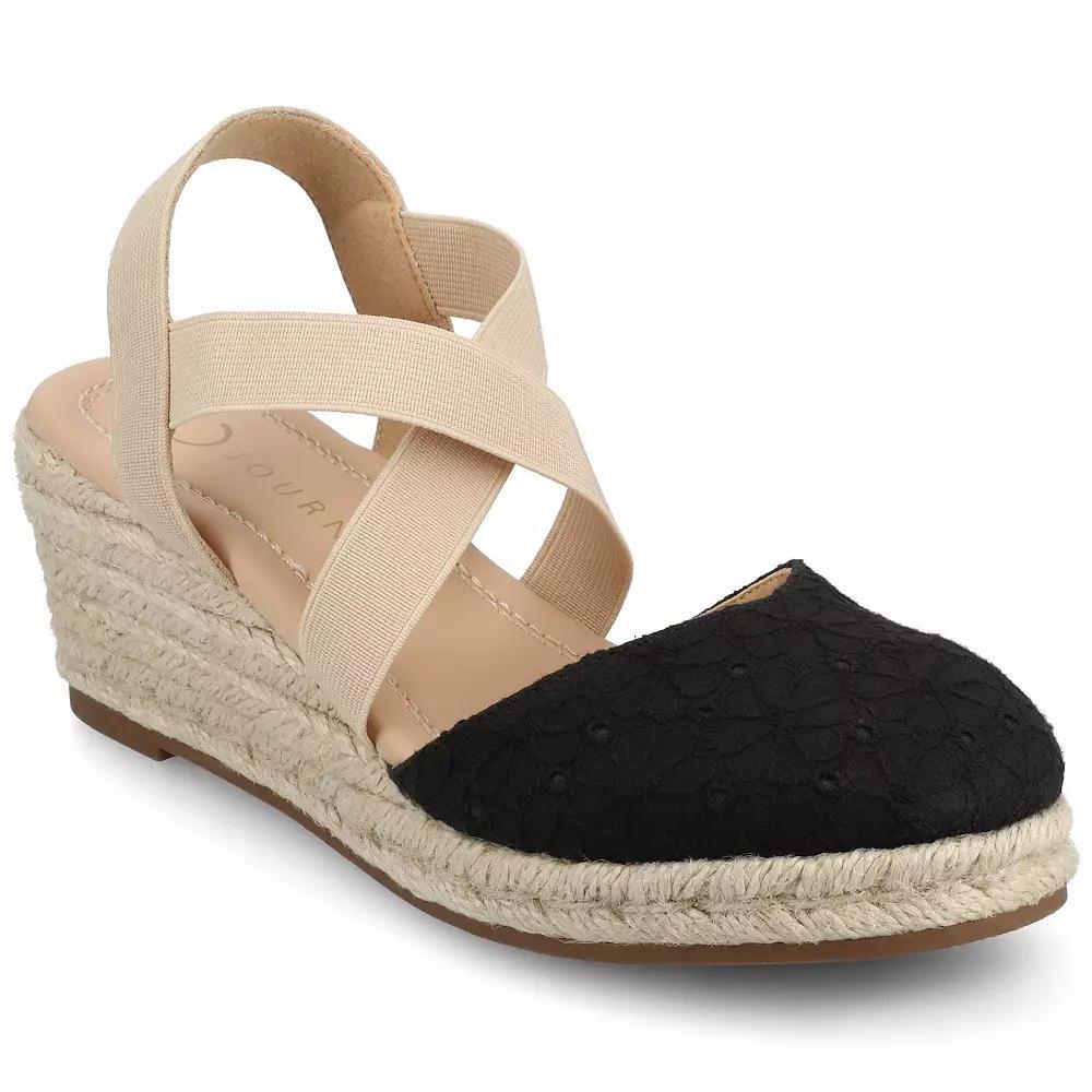Journee Ashlee Women's Platform Espadrille Wedge Sandals, Size: 6 Wide, Black Product Image